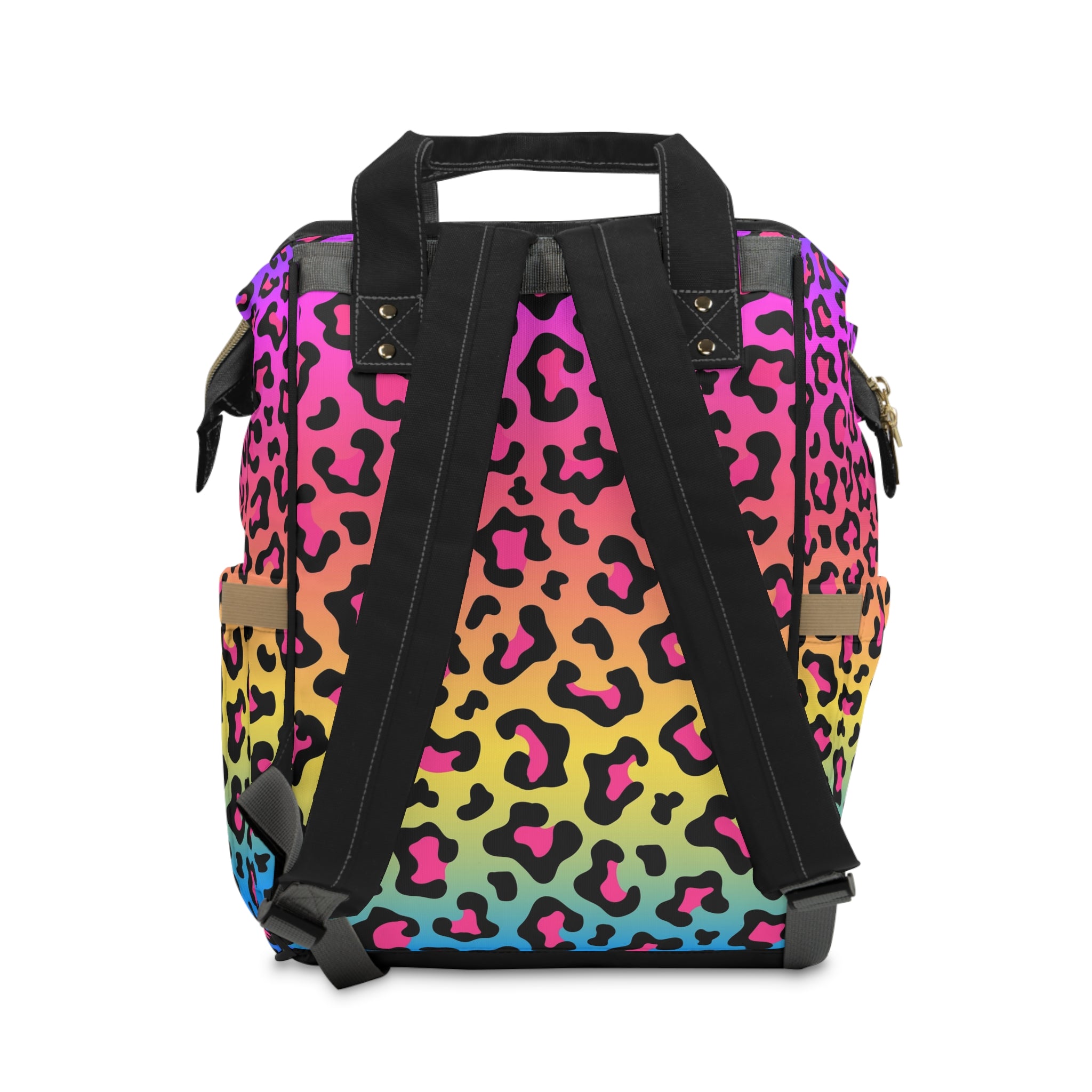 Colorful Leopard Print Diaper Backpack, Trendy Baby Bag, Stylish Mom Bag, Multipurpose Travel Backpack, Chic Diaper Bag
