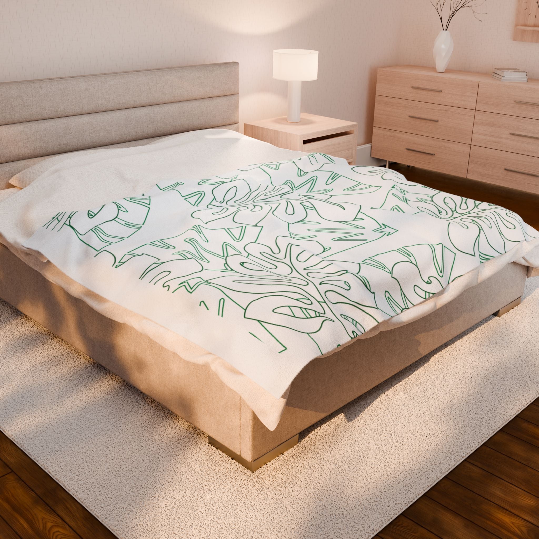 Tropical Leaves Plush Blanket - Cozy, Soft, Decorative Throw for Home, Gift for Her, Summer Vibes, Relaxation Decor
