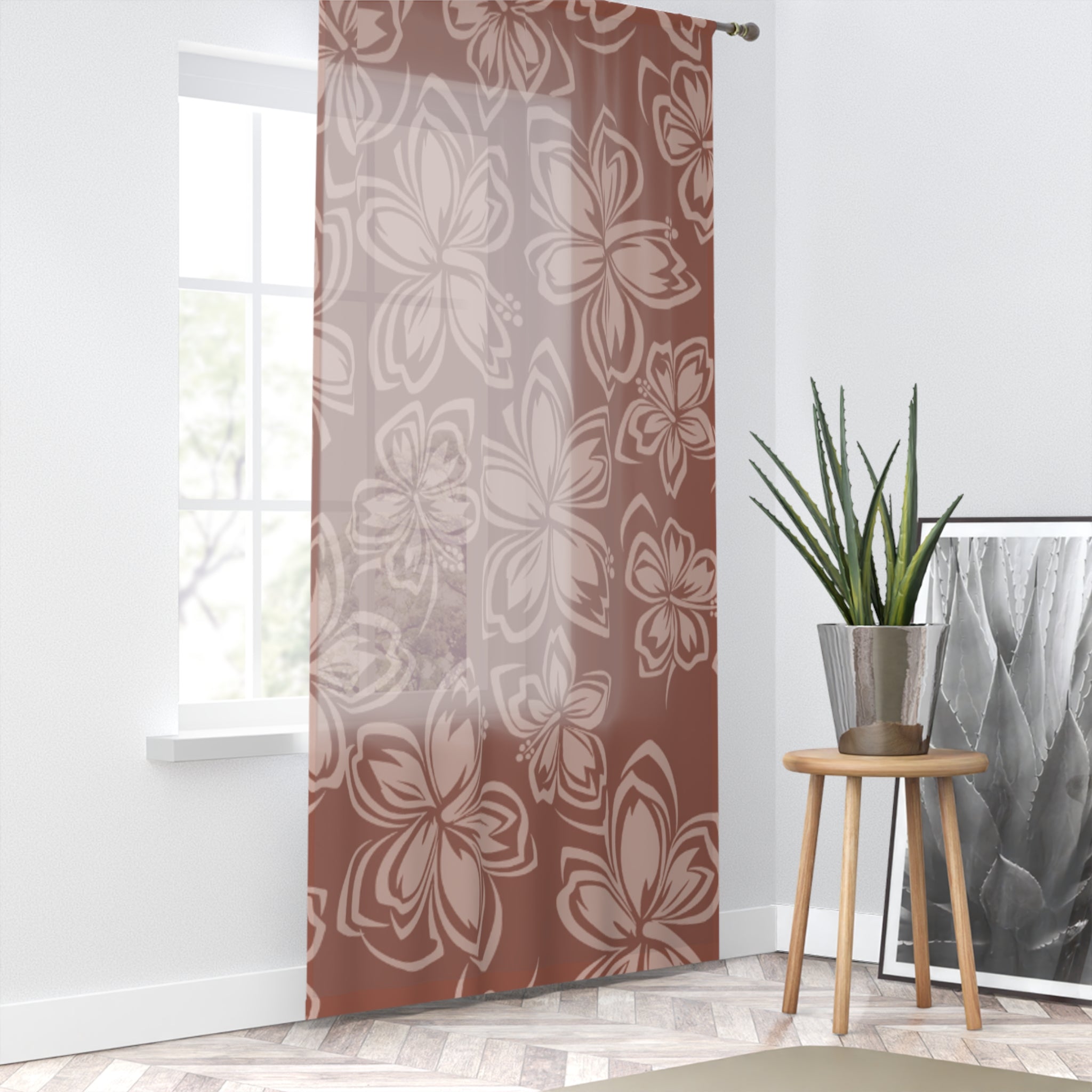 Floral Window Curtain, Elegant Home Decor, Boho Chic Drapes, Privacy Sheer, Living Room Accessories, Bedroom Beautification