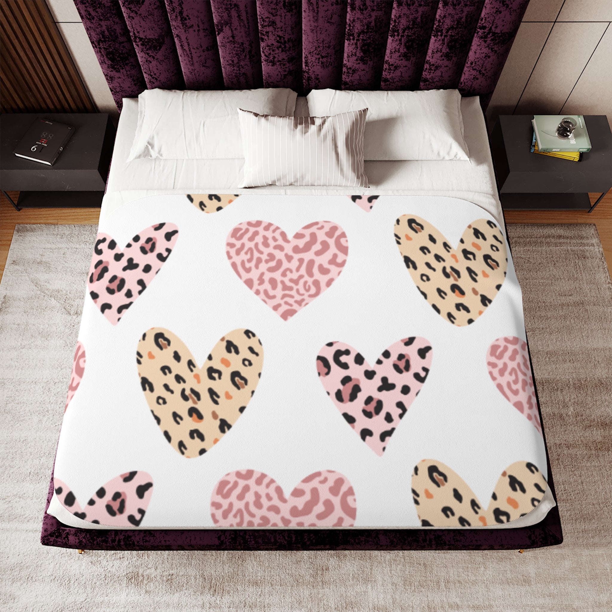 Cozy Sherpa Blanket, Heart Patterns, Warm Throw for Home Decor, Perfect for Gifting, Valentine's Day, Birthday, Cuddle Up, Soft Blanket