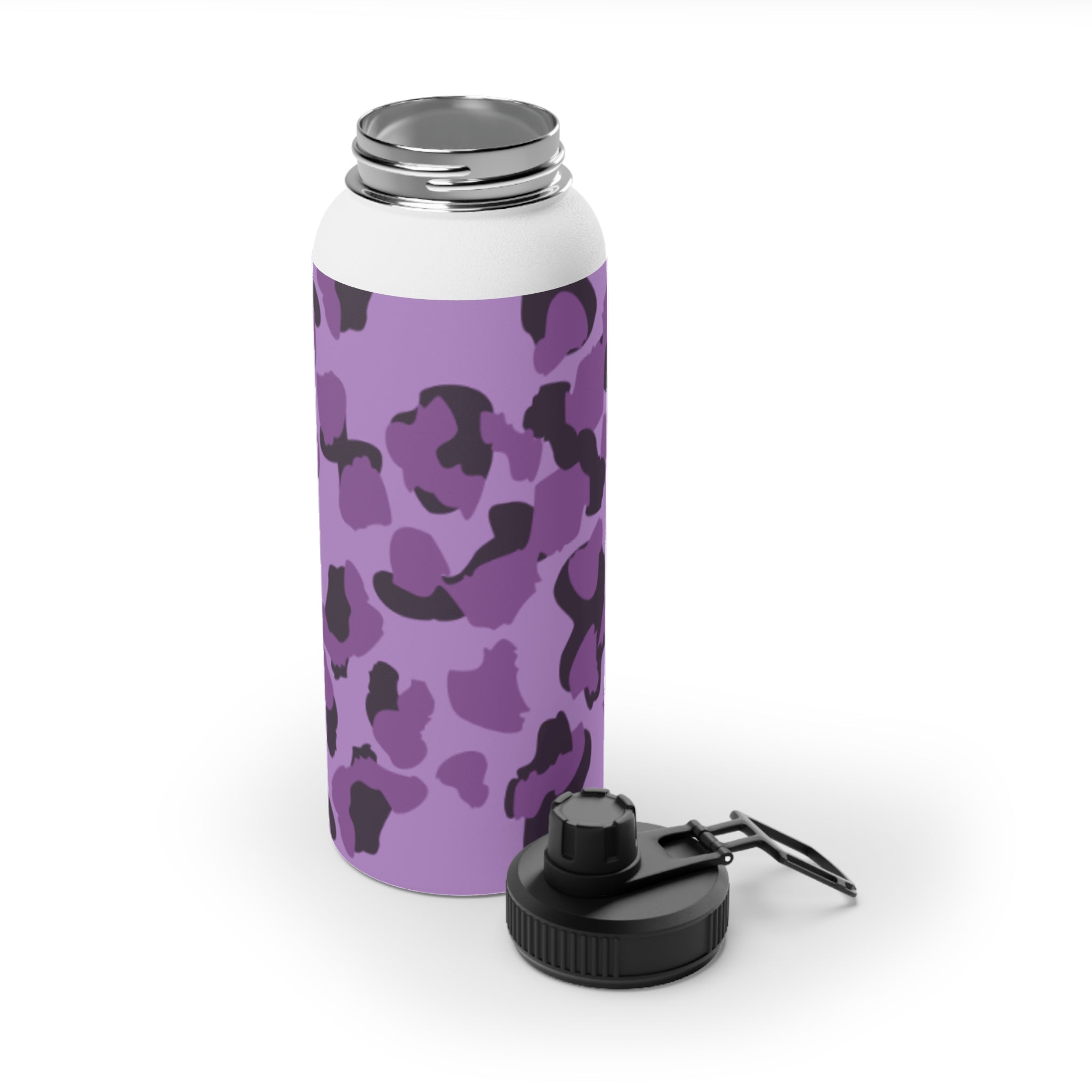 Purple Camo Water Bottle, Travel Hydration, Gym Essential, Eco-Friendly Gift, Active Lifestyle, Sports Gear, Outdoor Accessories