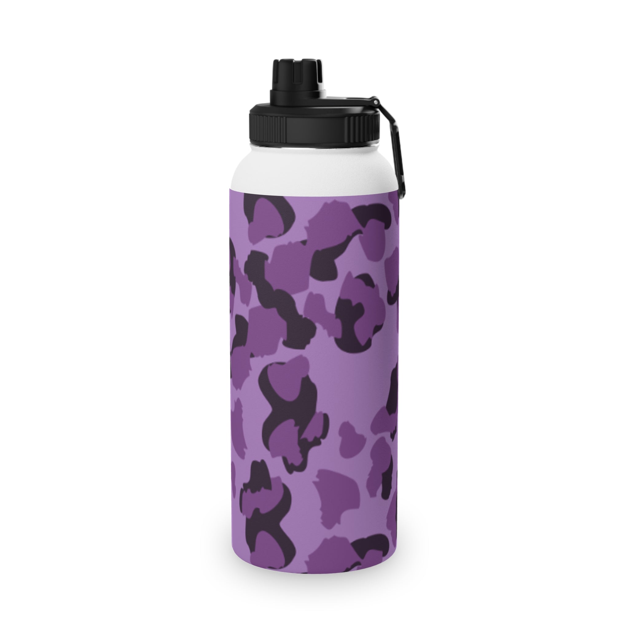 Purple Camo Water Bottle, Travel Hydration, Gym Essential, Eco-Friendly Gift, Active Lifestyle, Sports Gear, Outdoor Accessories