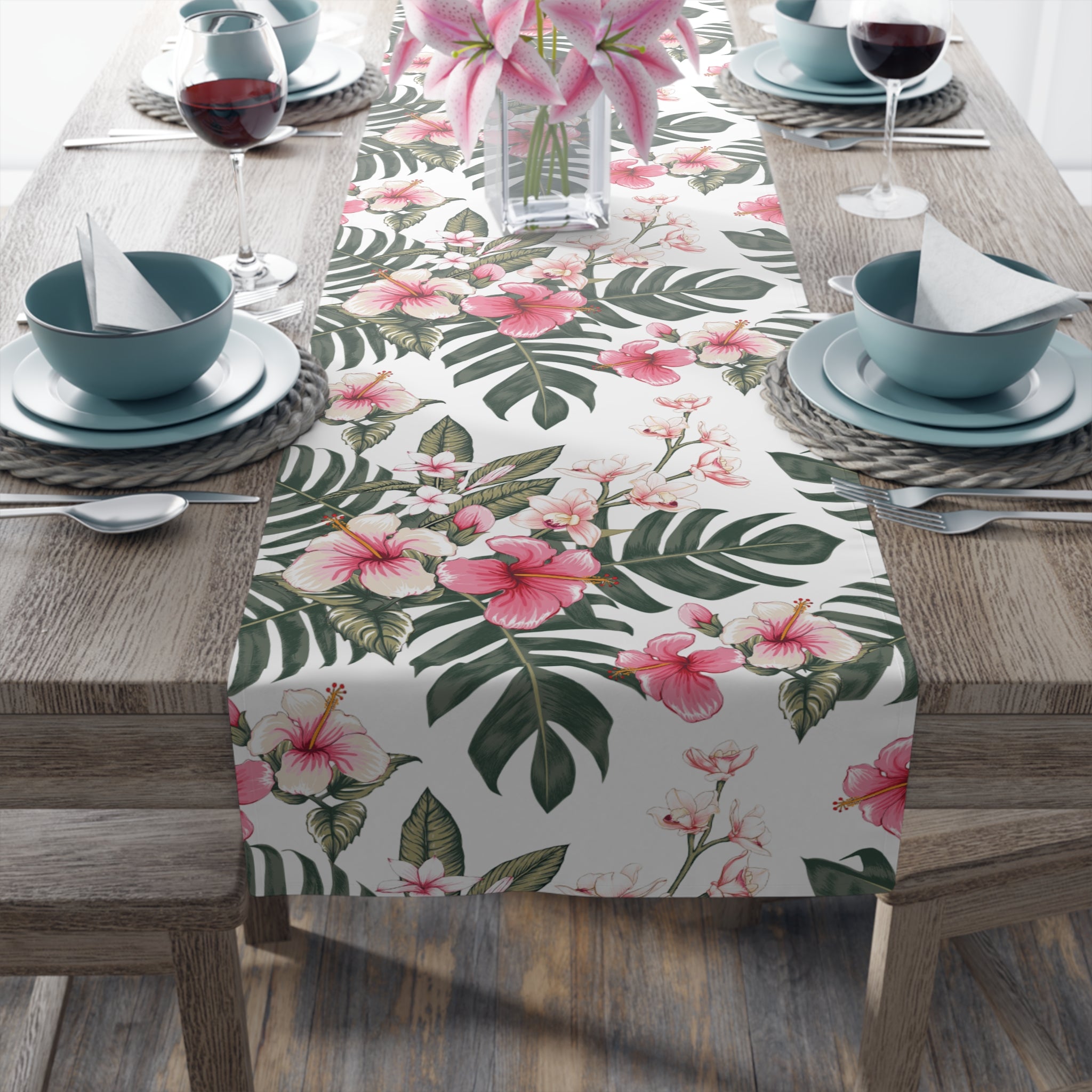 Floral Table Runner, Tropical Decor, Dining Table Centerpiece, Bohemian Home Accessories, Wedding Table Decor, Summer Events