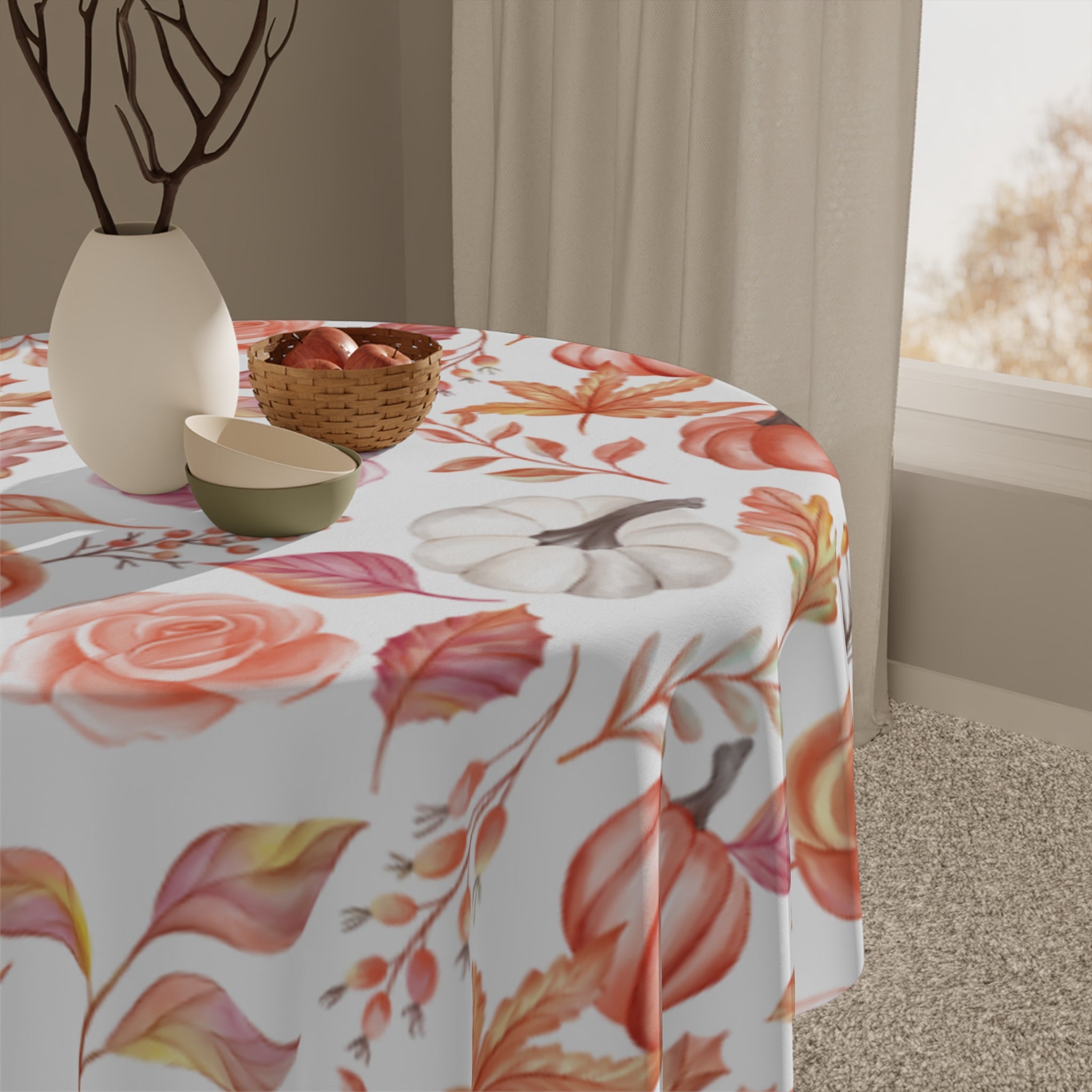 Fall Floral Tablecloth, Autumn Decor, Thanksgiving Table Cover, Seasonal Dining, Kitchen Table Accessory