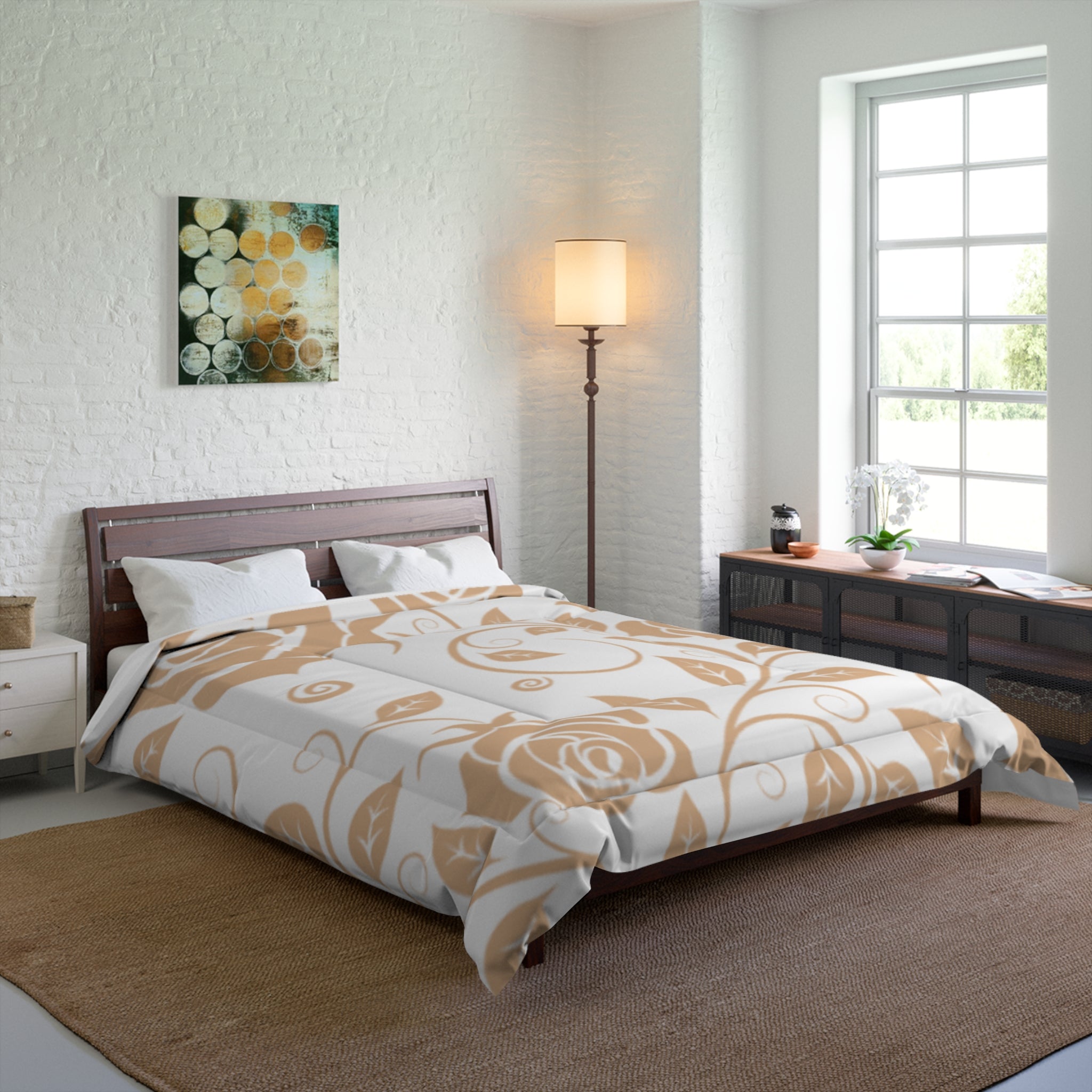 Elegant Floral Comforter for Cozy Bedrooms, Rose Pattern Blanket, Home Décor, Bedding Set, Cozy Gift for Her