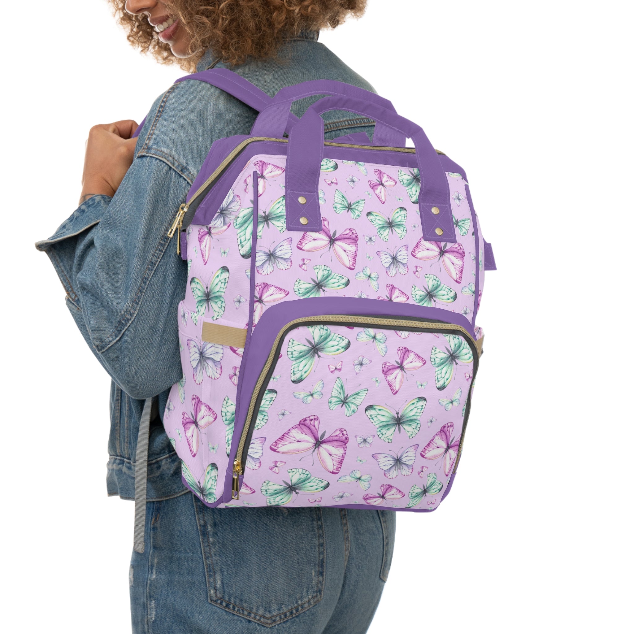 Butterfly Print Diaper Backpack - Stylish Baby Bag, Mom Gift, Travel Backpack, Baby Shower Present, Kid's Essentials