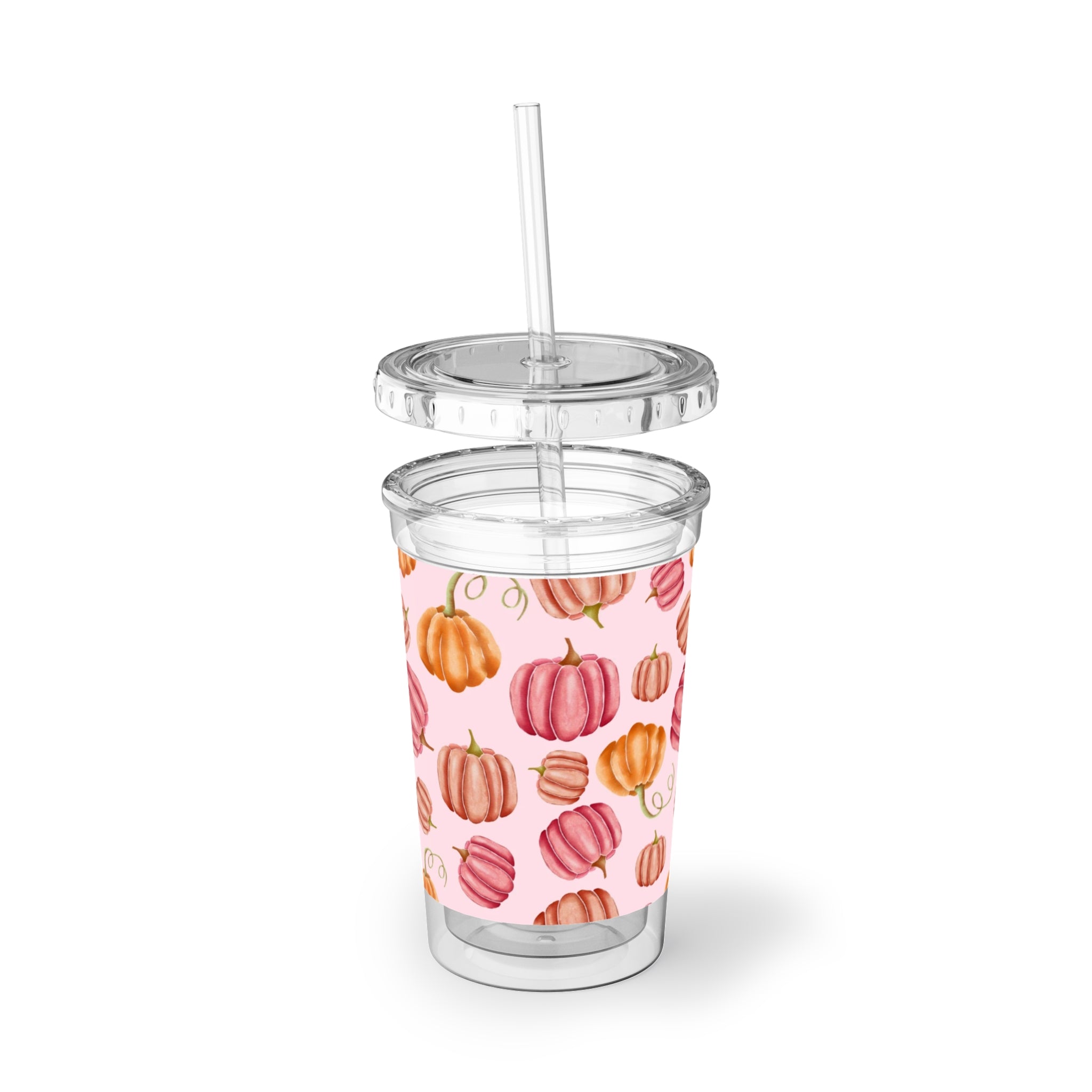 Pumpkin Pattern Acrylic Cup, Fall Drinkware, Seasonal Tumbler, Gift for Autumn, Thanksgiving Party, Cute, Reusable Cup