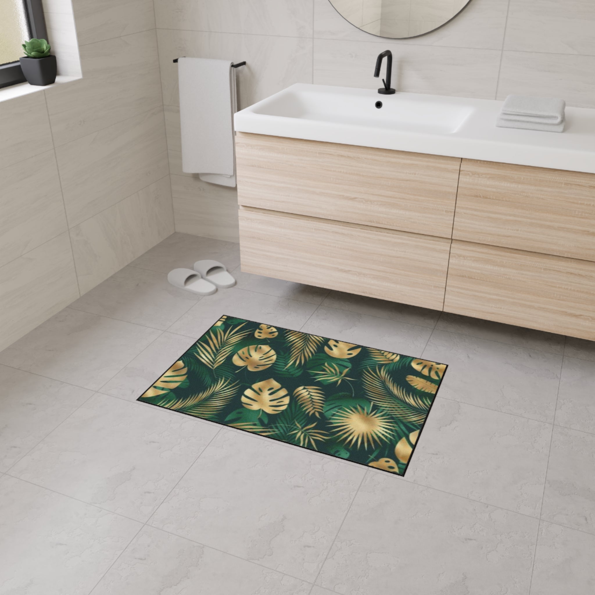 Hawaiian Tropical Monstera Leaf Floor Mat - Heavy Duty Welcome Mat, Indoor Outdoor Rug, Home Decor, Gift for Housewarming, Summer Vibes