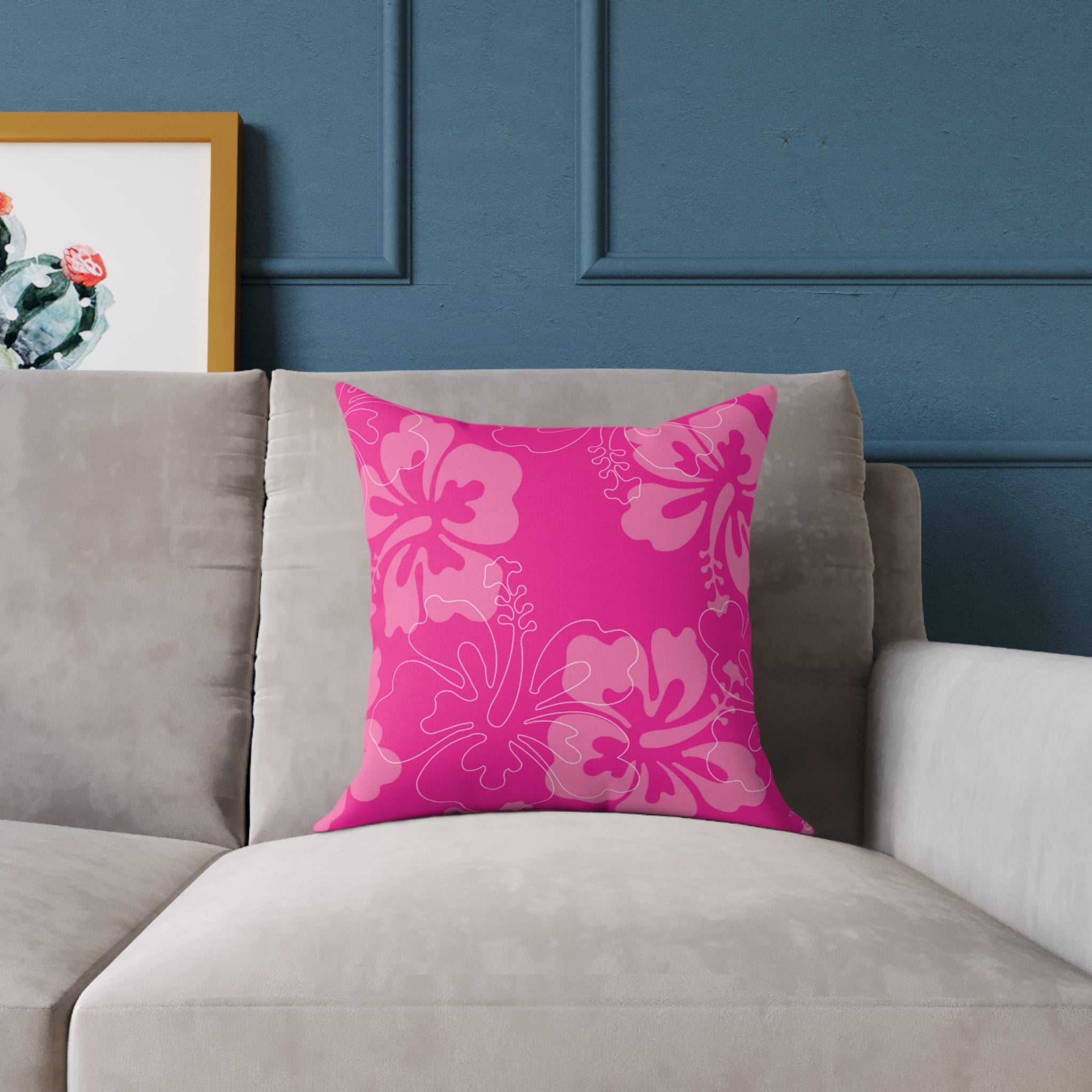 Vibrant Floral Throw Pillow – Bright Pink Decor for Home, Gifts, Weddings, Beach House, Tropical Vibe, Cozy Accent