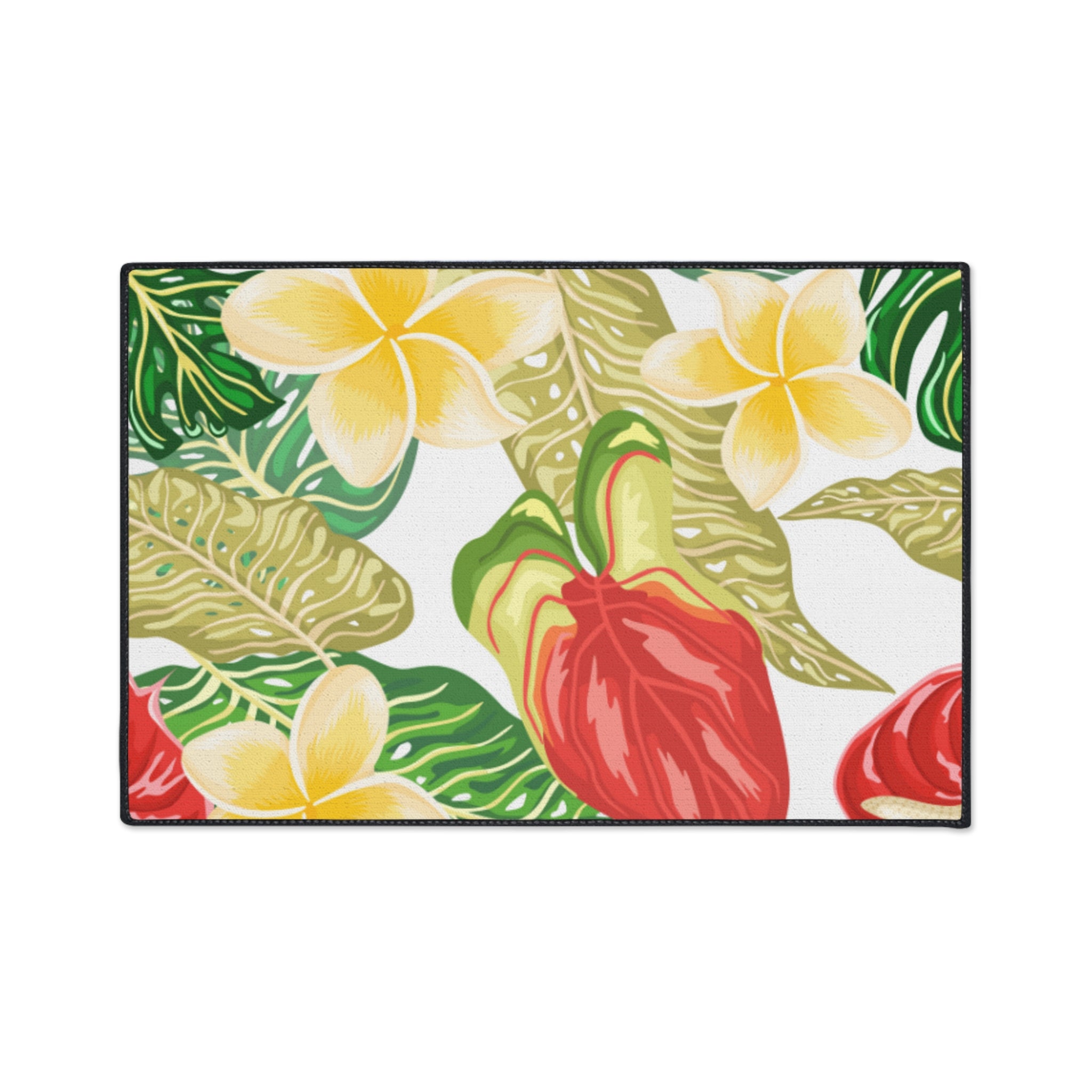Hawaiian Tropical plumeria Floor Mat - Heavy Duty, Kitchen Rug Home Decor, Indoor Rug, Garden Entry Mat, Floral Doormat
