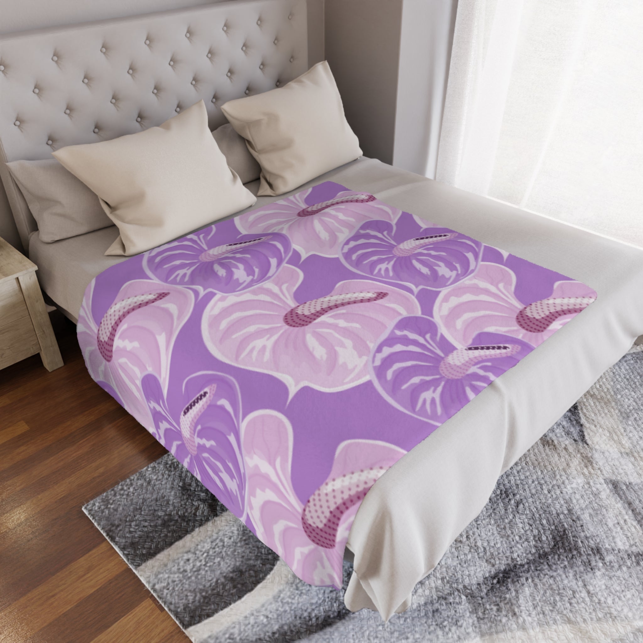 Lavender Floral Minky Blanket, Cozy Throw for Kids, Soft Baby Blanket, Flower Pattern Blankie, Perfect Gift for Girls