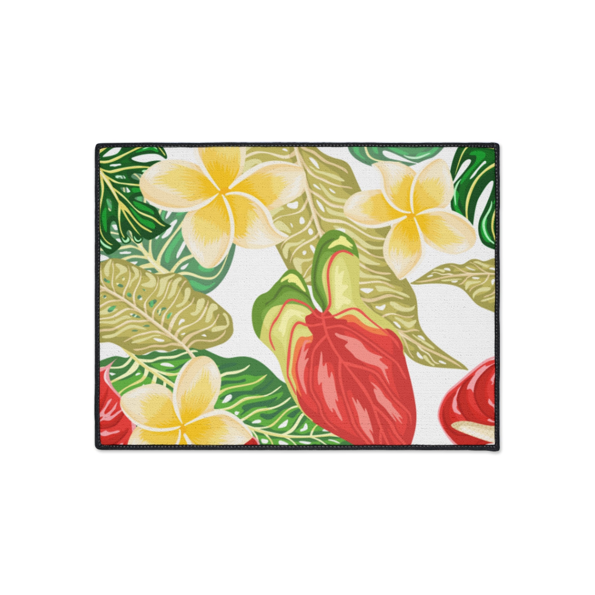 Hawaiian Tropical plumeria Floor Mat - Heavy Duty, Kitchen Rug Home Decor, Indoor Rug, Garden Entry Mat, Floral Doormat