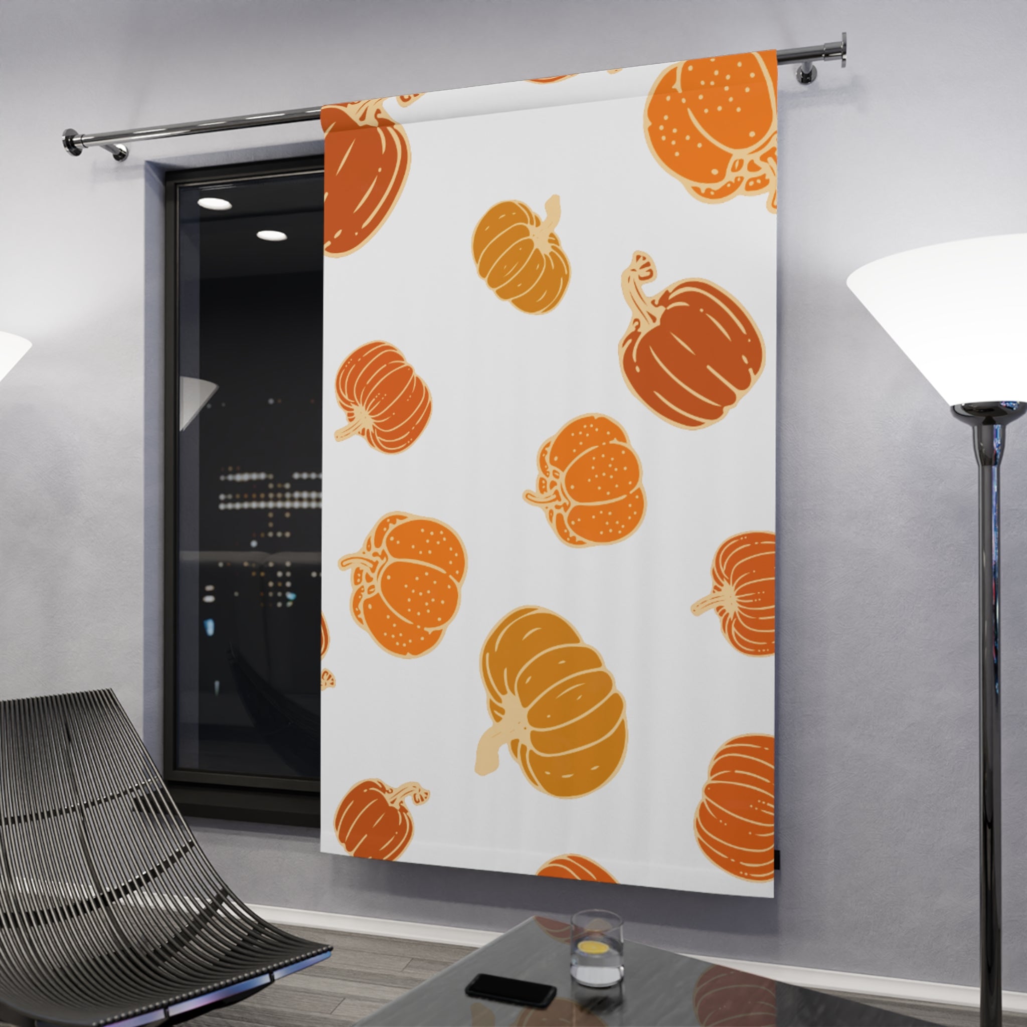 Autumn Pumpkin Window Curtain: Fall Decor, Home Aesthetic, Cozy Living, Halloween Style, Harvest Decor