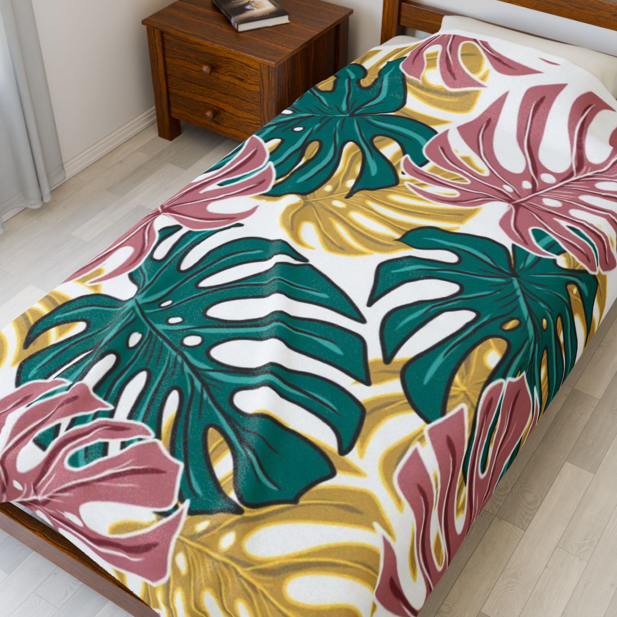 Tropical Velveteen Plush Blanket | Soft & Cozy Throw for Relaxation, Home Decor, Gift, Tropical Vibe, Indoor Comfort, Every Season