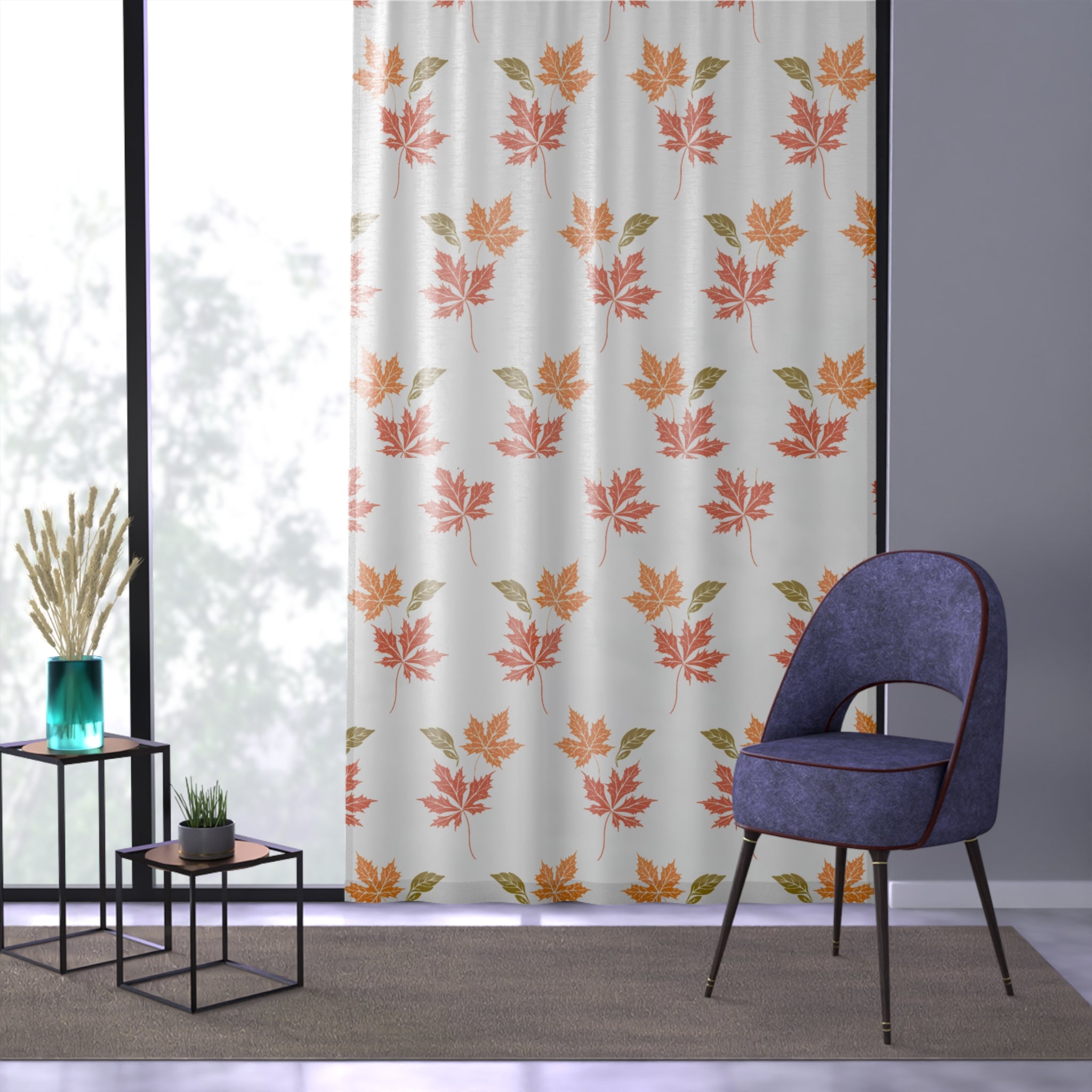 Autumn Leaf Window Curtain, Cozy Fall Decor, Home Improvement, Seasonal Curtains, Thanksgiving Decoration, Living Room Accent