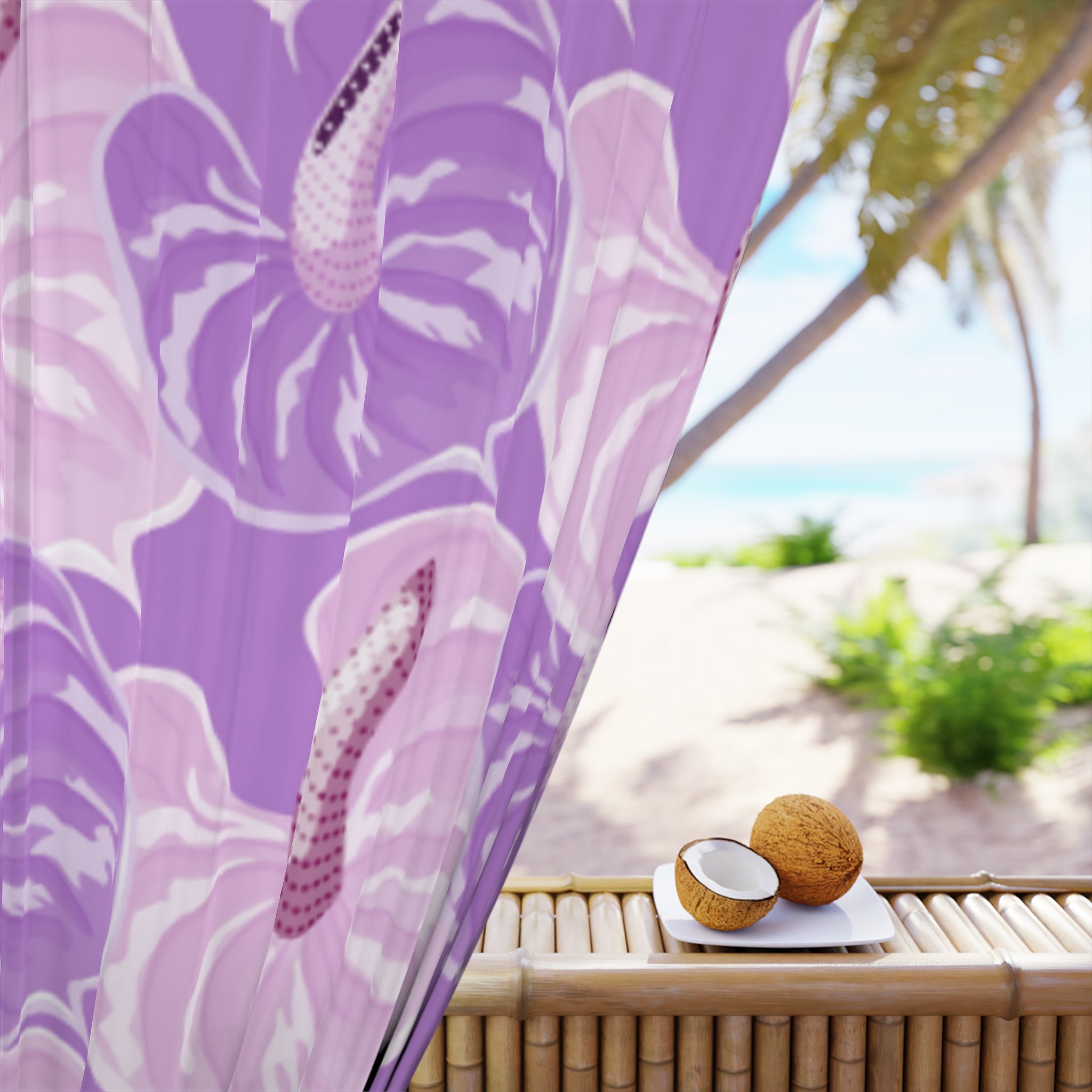 Purple Floral Window Curtains