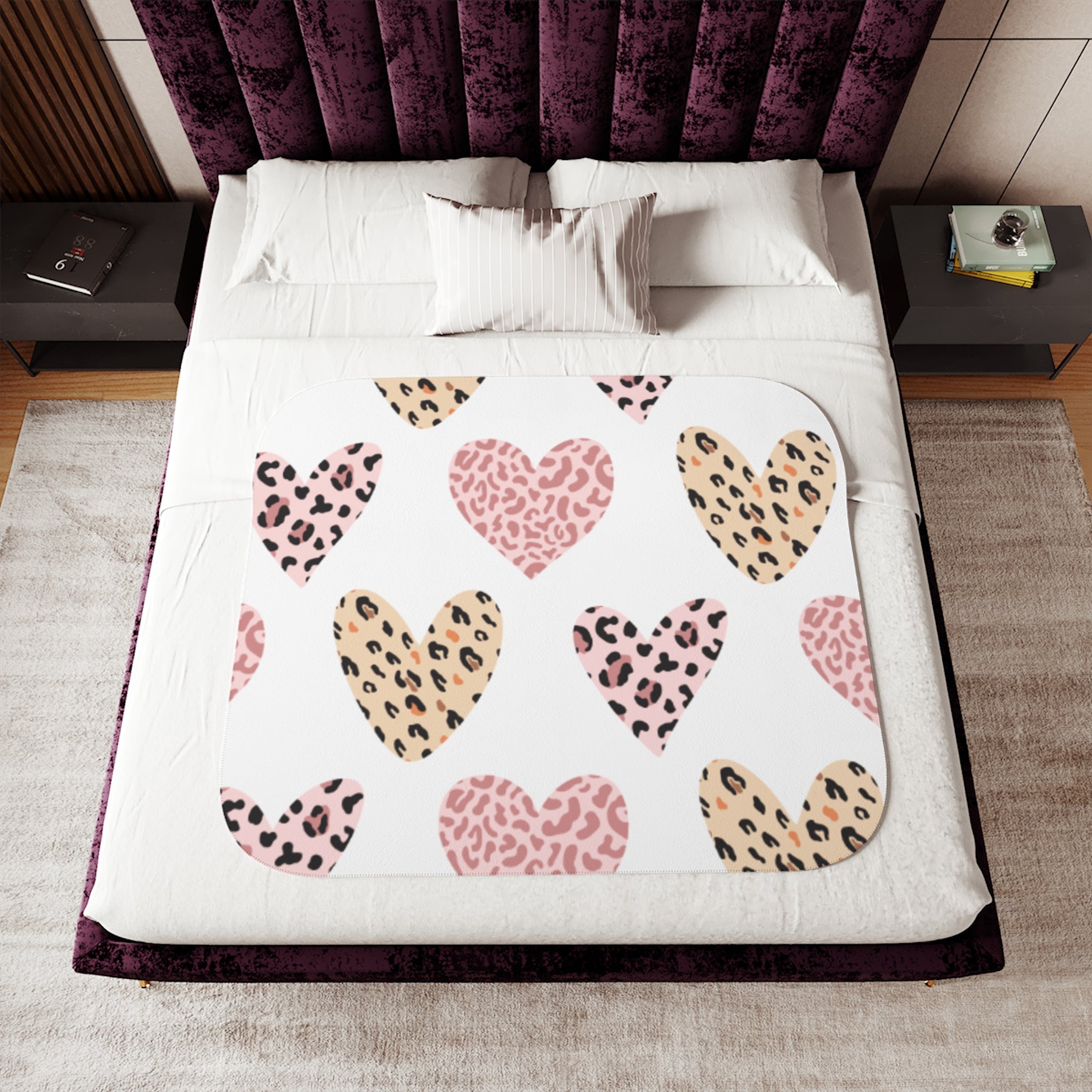 Cozy Sherpa Blanket, Heart Patterns, Warm Throw for Home Decor, Perfect for Gifting, Valentine's Day, Birthday, Cuddle Up, Soft Blanket