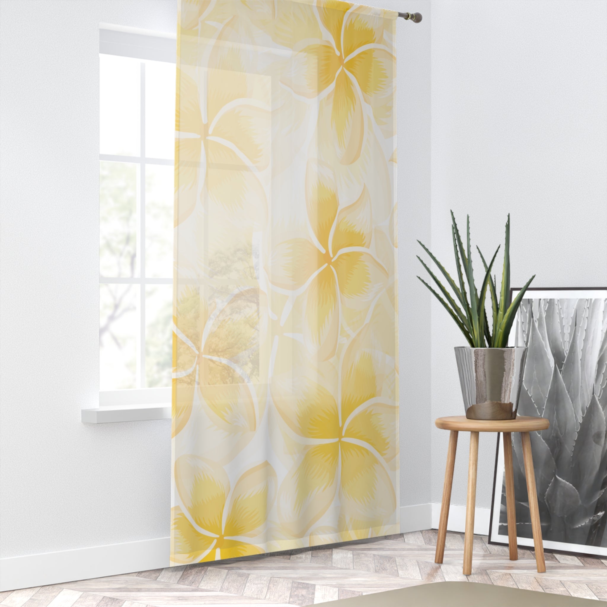 Sunny Floral Window Curtains, Light Filtering Drapes, Home Decor, Summer Vibes, Bright Living Room, Beach House Essentials