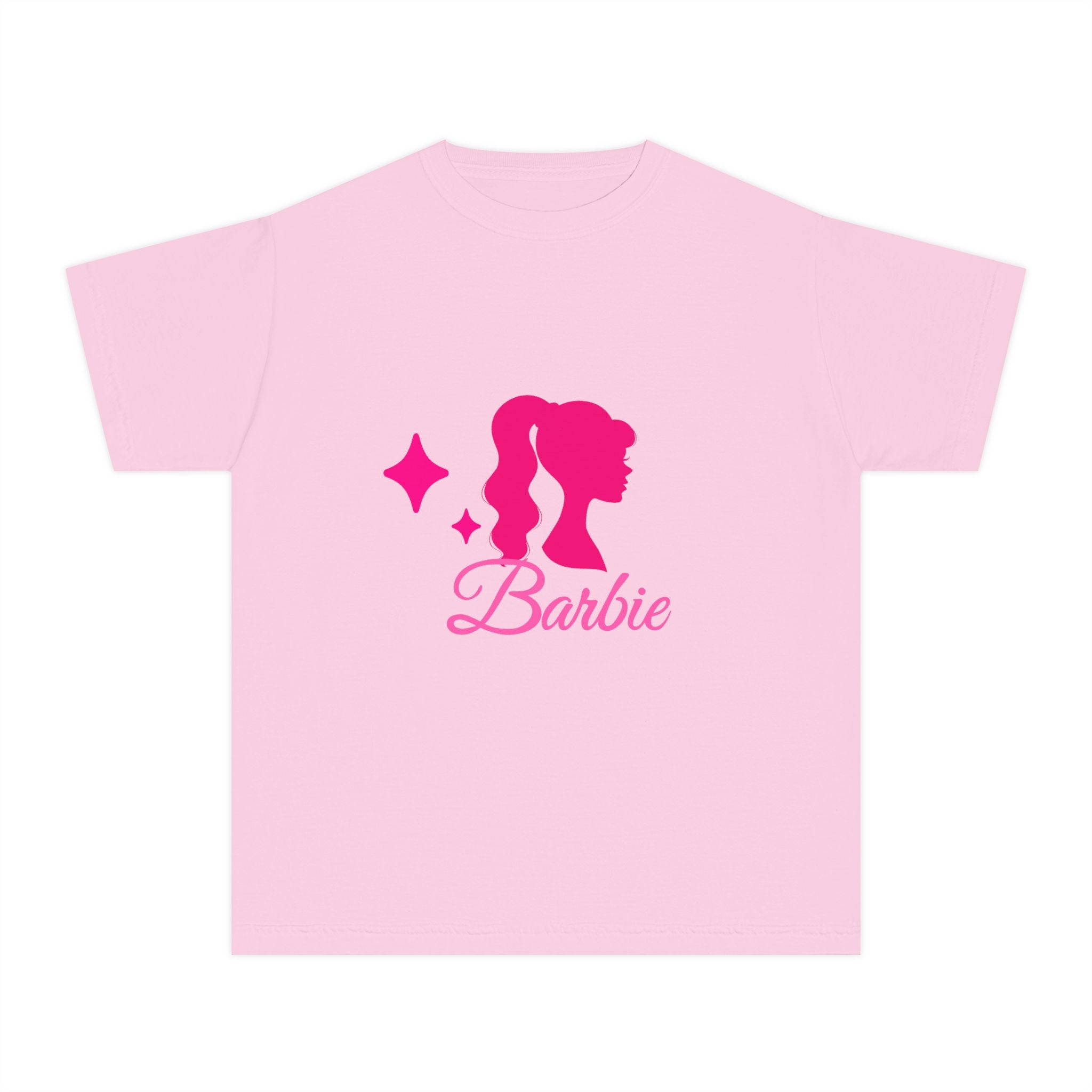 Barbie-Inspired Youth Midweight Tee, Pink Graphic Shirt, Kids Fashion Tee, Birthday Gift, Trendy Youth Apparel, Playful Summer Top