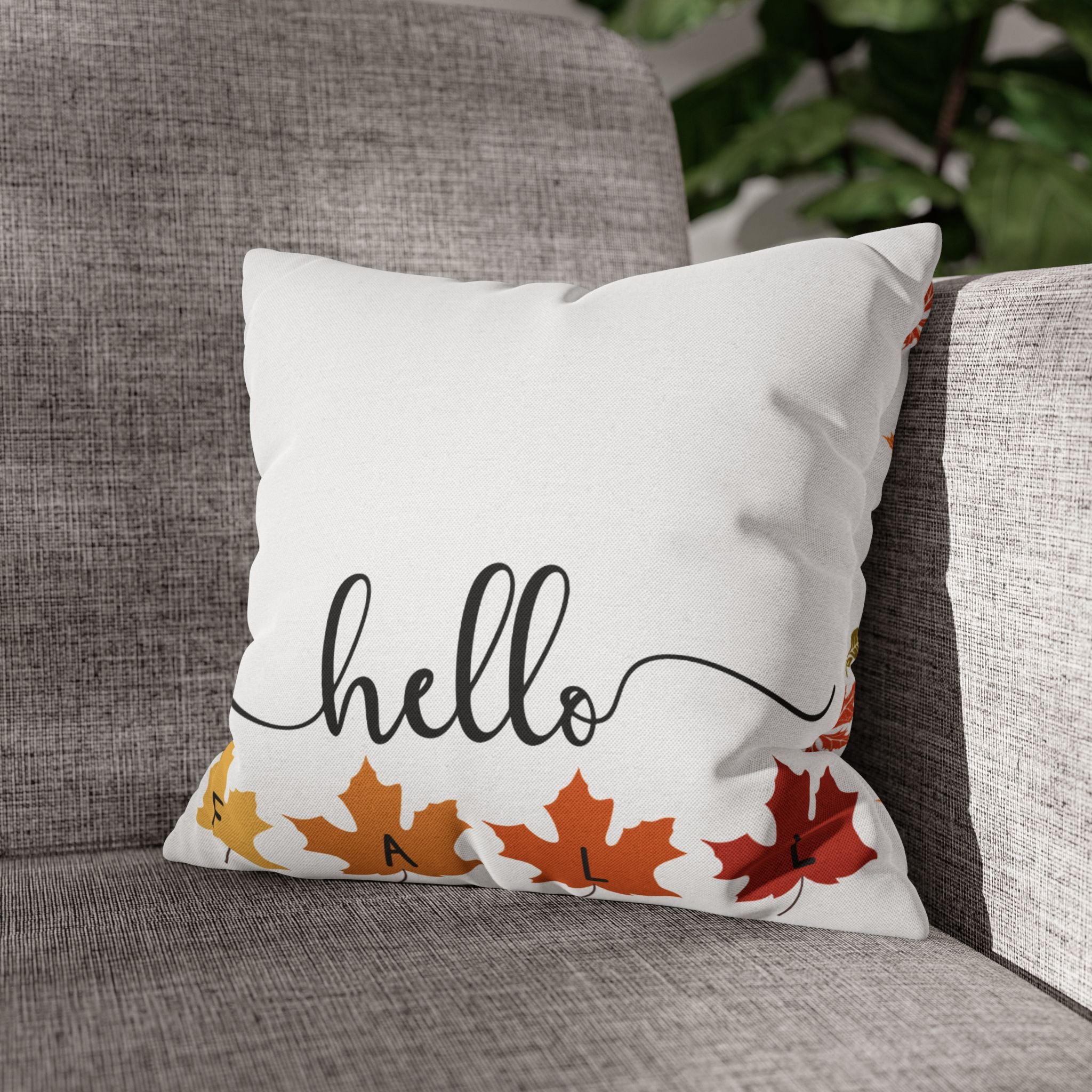 Autumn Leaf Decor Pillowcase, Hello Fall Cushion Cover, Cozy Home Accents, Seasonal Pillow for Fall Decor, Thanksgiving Gift Idea