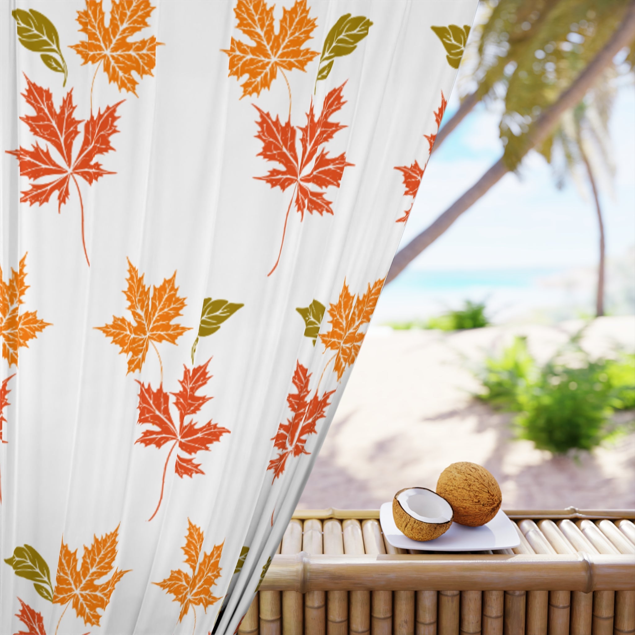 Autumn Leaf Window Curtain, Fall Decor, Seasonal Drapes, Cozy Living Room Accent, Thanksgiving Home Decorations