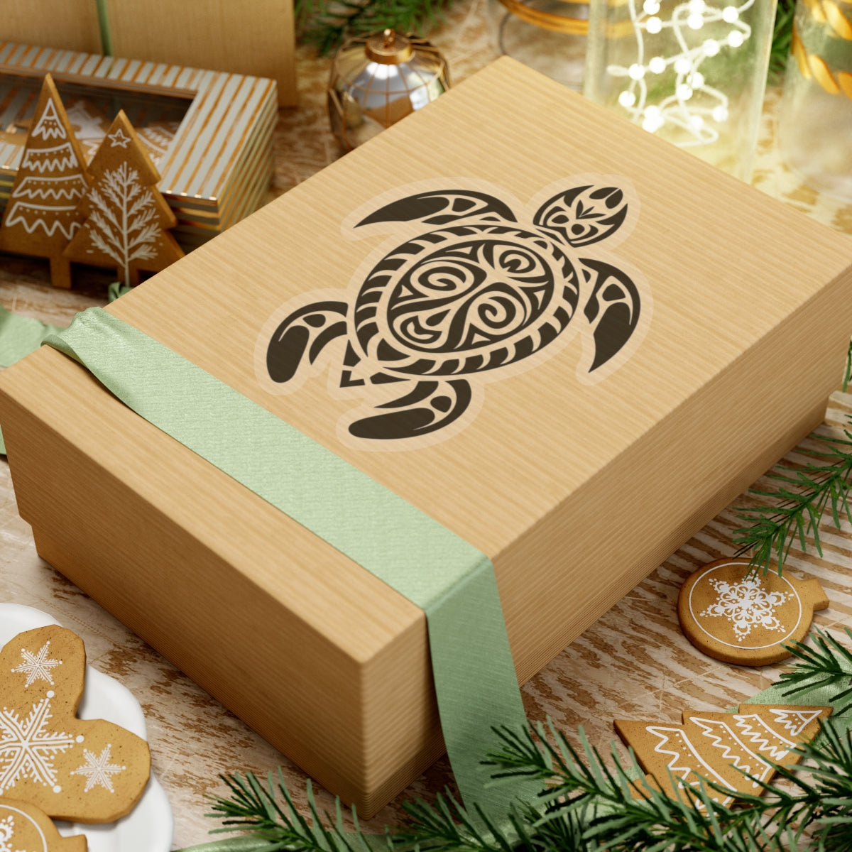 Ocean-Inspired Kiss-Cut Stickers, Tribal Turtle Art, Laptop Decals, Nature Lover Gift, Beach Decor, Water-Resistant Design