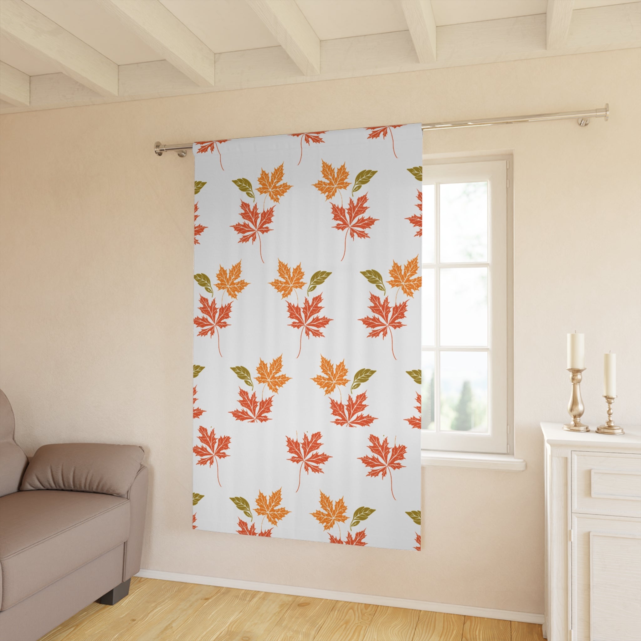 Autumn Leaf Window Curtain, Fall Decor, Seasonal Drapes, Cozy Living Room Accent, Thanksgiving Home Decorations