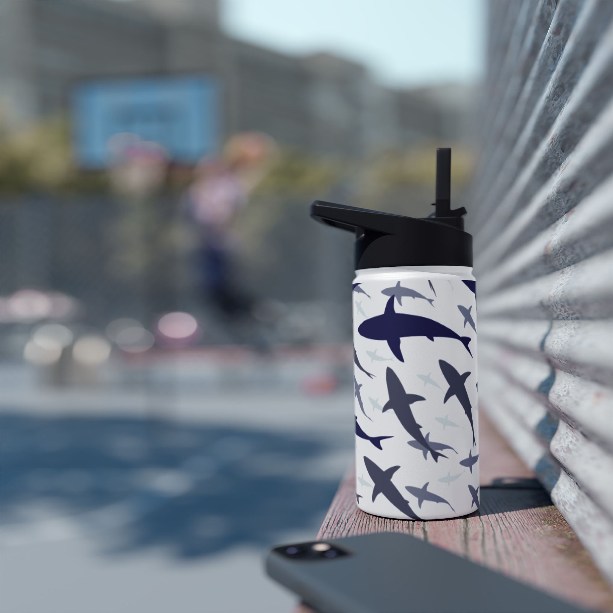 Shark Pattern Stainless Steel Water Bottle | Eco-Friendly Hydration, Summer Beach Days, Gym, Outdoor Adventures, Gift Idea
