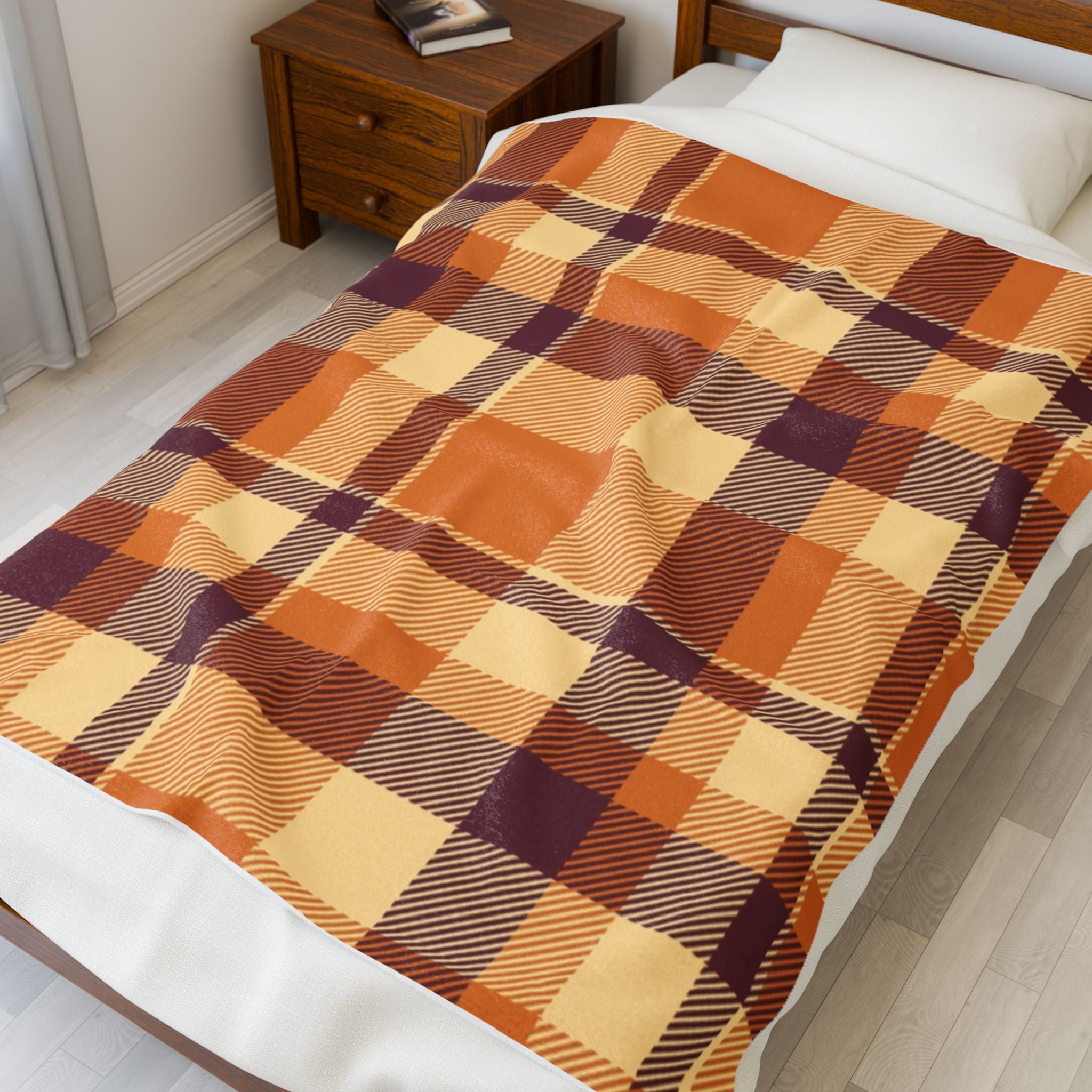 Cozy Plaid Velveteen Plush Blanket | Soft Throw for Fall, Winter, Home Décor, Gifts, Snuggling
