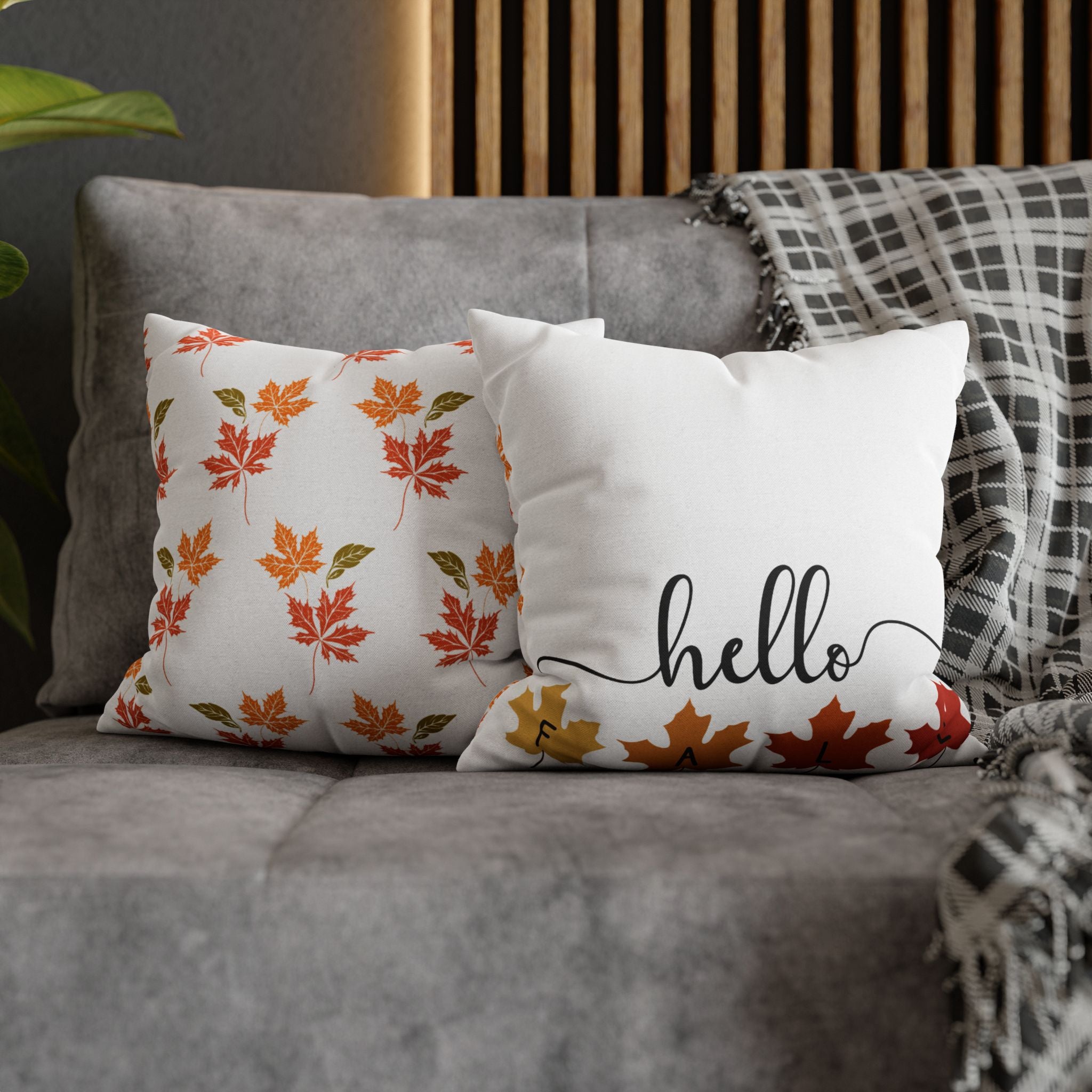 Autumn Leaf Decor Pillowcase, Hello Fall Cushion Cover, Cozy Home Accents, Seasonal Pillow for Fall Decor, Thanksgiving Gift Idea