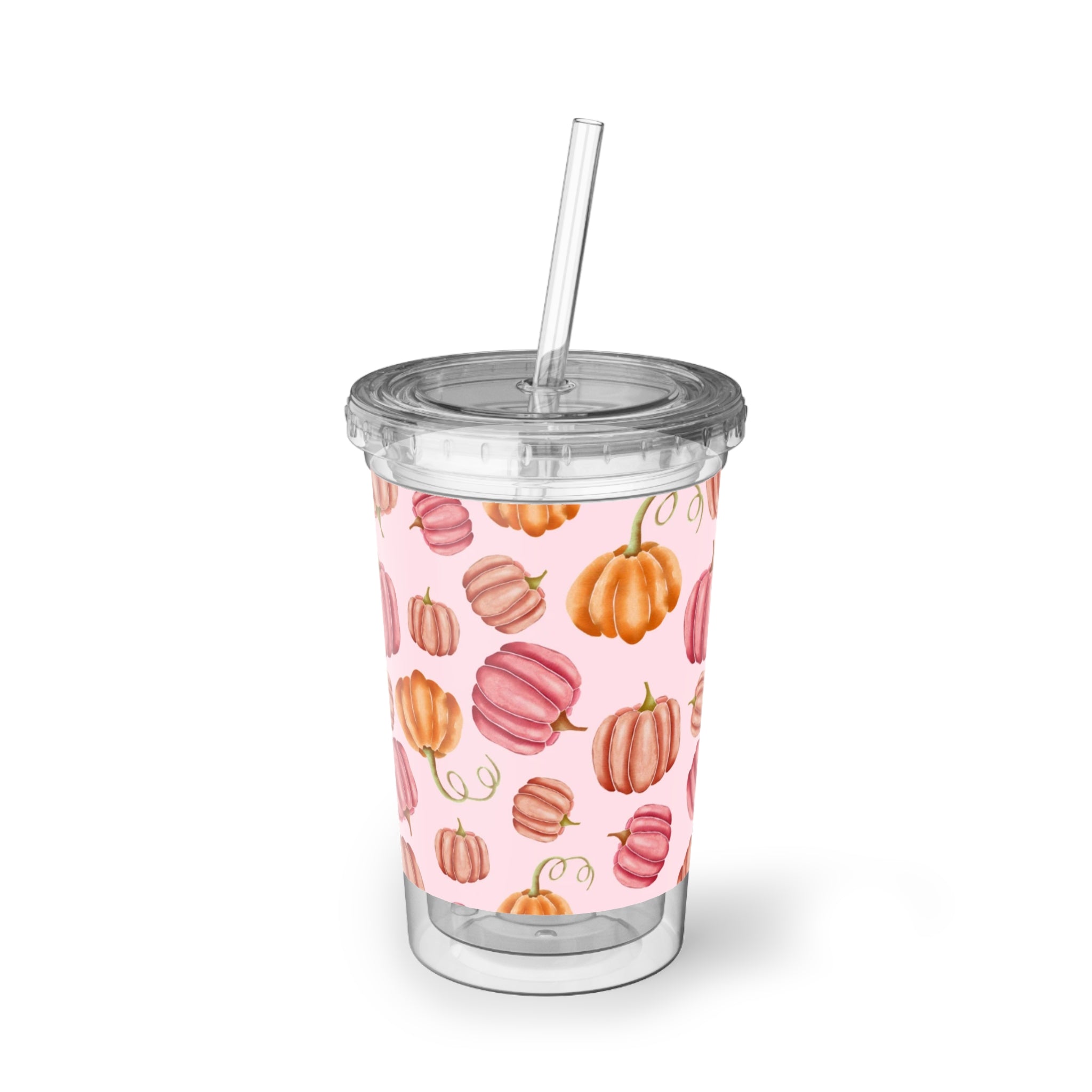 Pumpkin Pattern Acrylic Cup, Fall Drinkware, Seasonal Tumbler, Gift for Autumn, Thanksgiving Party, Cute, Reusable Cup