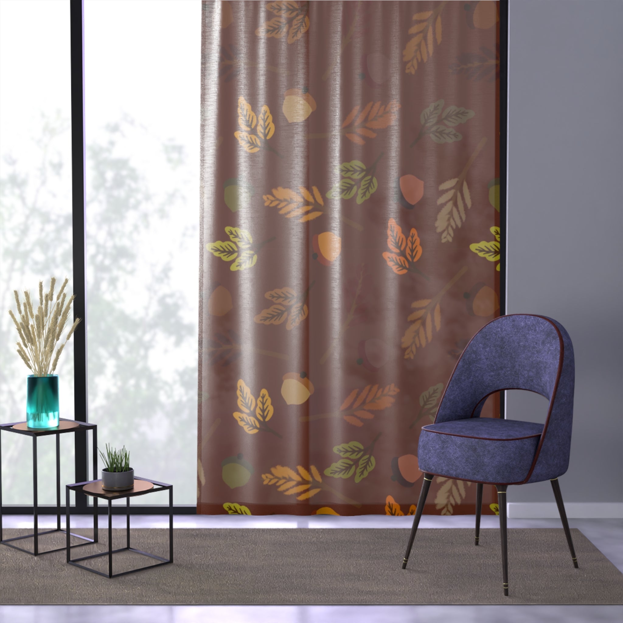 Autumn Leaf Window Curtain, Fall Home Décor, Warm Tapestry for Cozy Living Spaces, Seasonal Window Treatment, Rustic Indoor Decoration