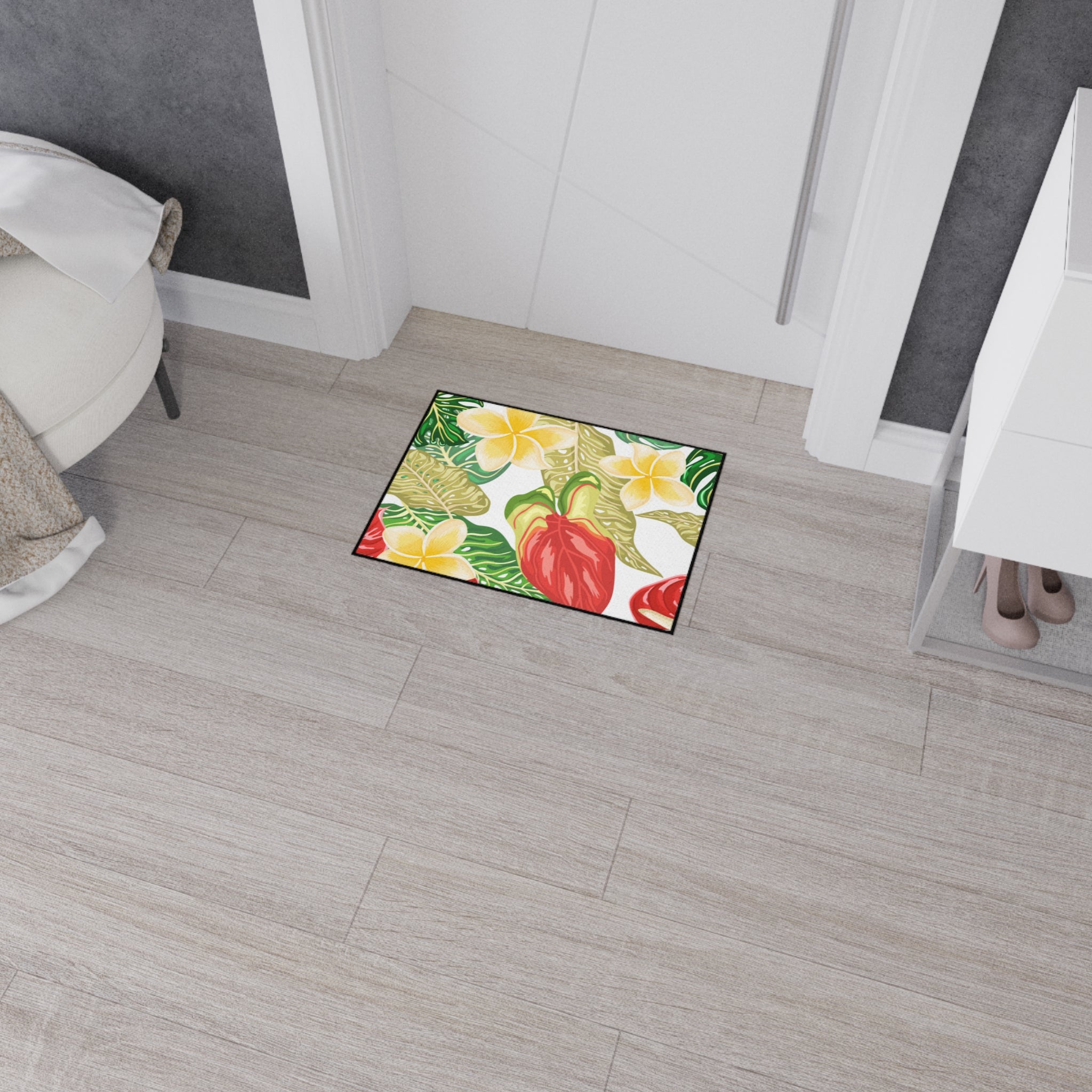 Hawaiian Tropical plumeria Floor Mat - Heavy Duty, Kitchen Rug Home Decor, Indoor Rug, Garden Entry Mat, Floral Doormat