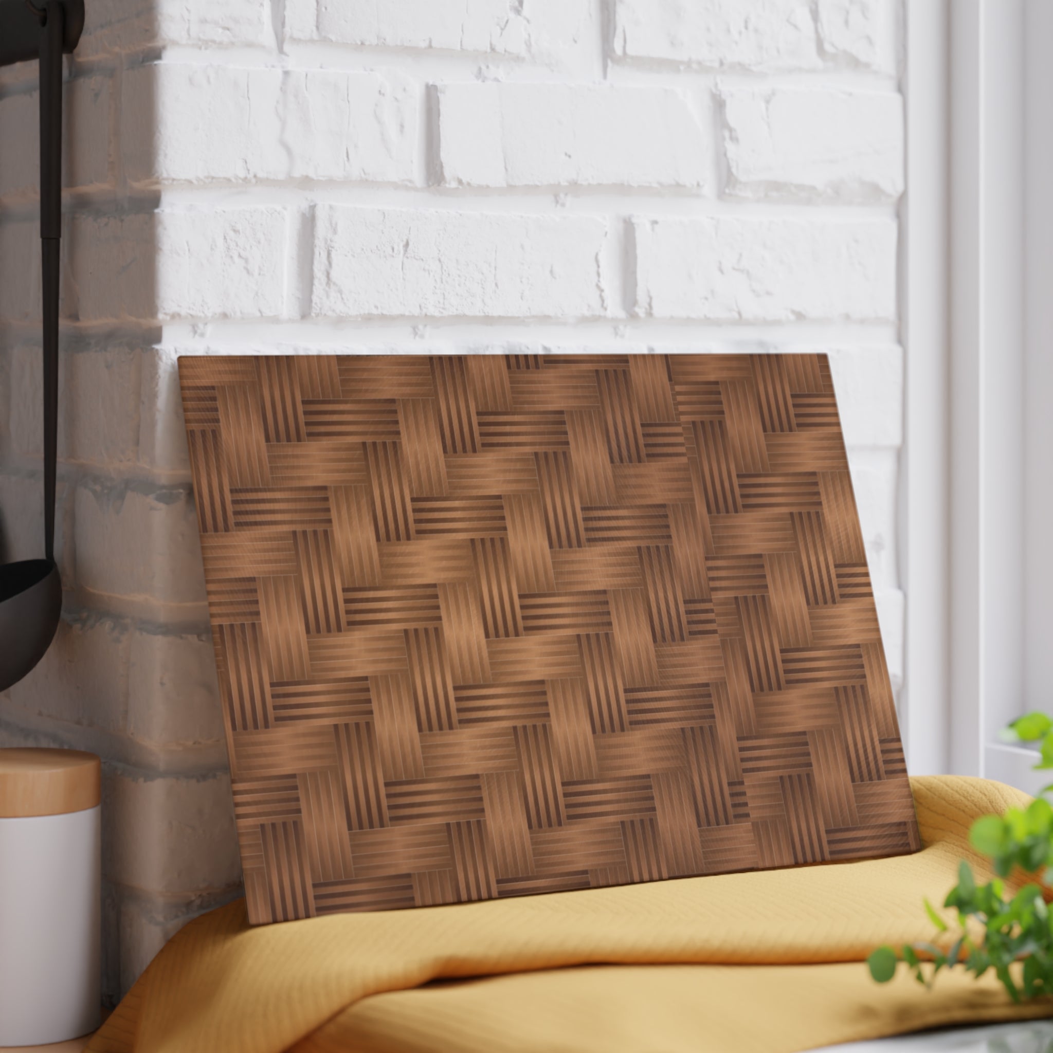 Stylish Glass Cutting Board with Woven Design, Kitchen Decor, Gift for Chefs, Housewarming Present, Elegant Cooking Accessory