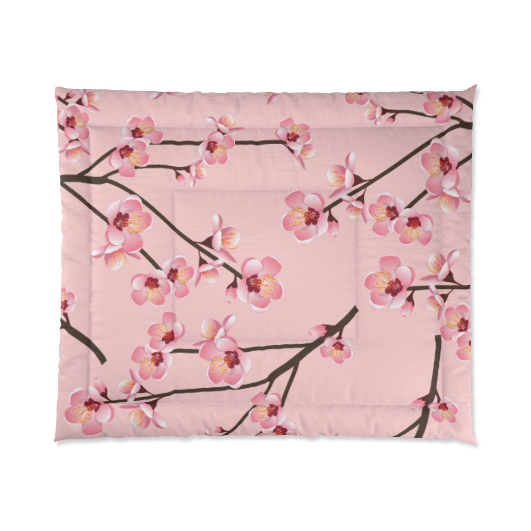 Blossom Pink Comforter, Floral Bedding, Spring Decor, Cozy Bedroom, Mother’s Day Gift, Soft Quilt