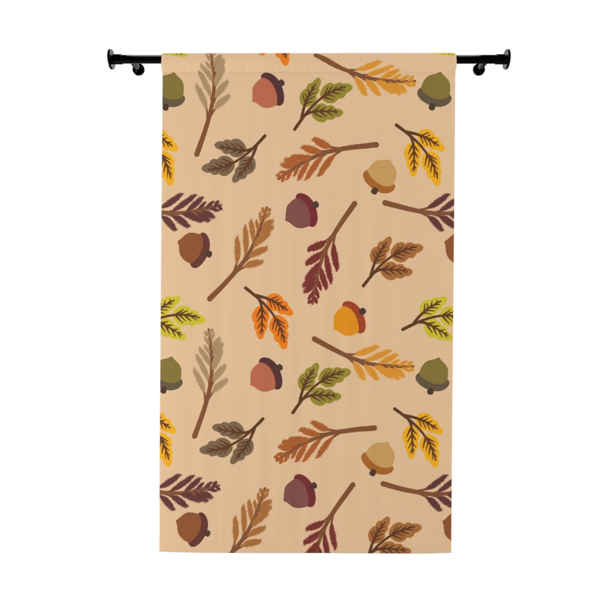 Autumn-Themed Window Curtains, Fall Home Decor, Harvest Seasonal Drapery, Acorn Print Curtain, Cozy Living Room Accessories