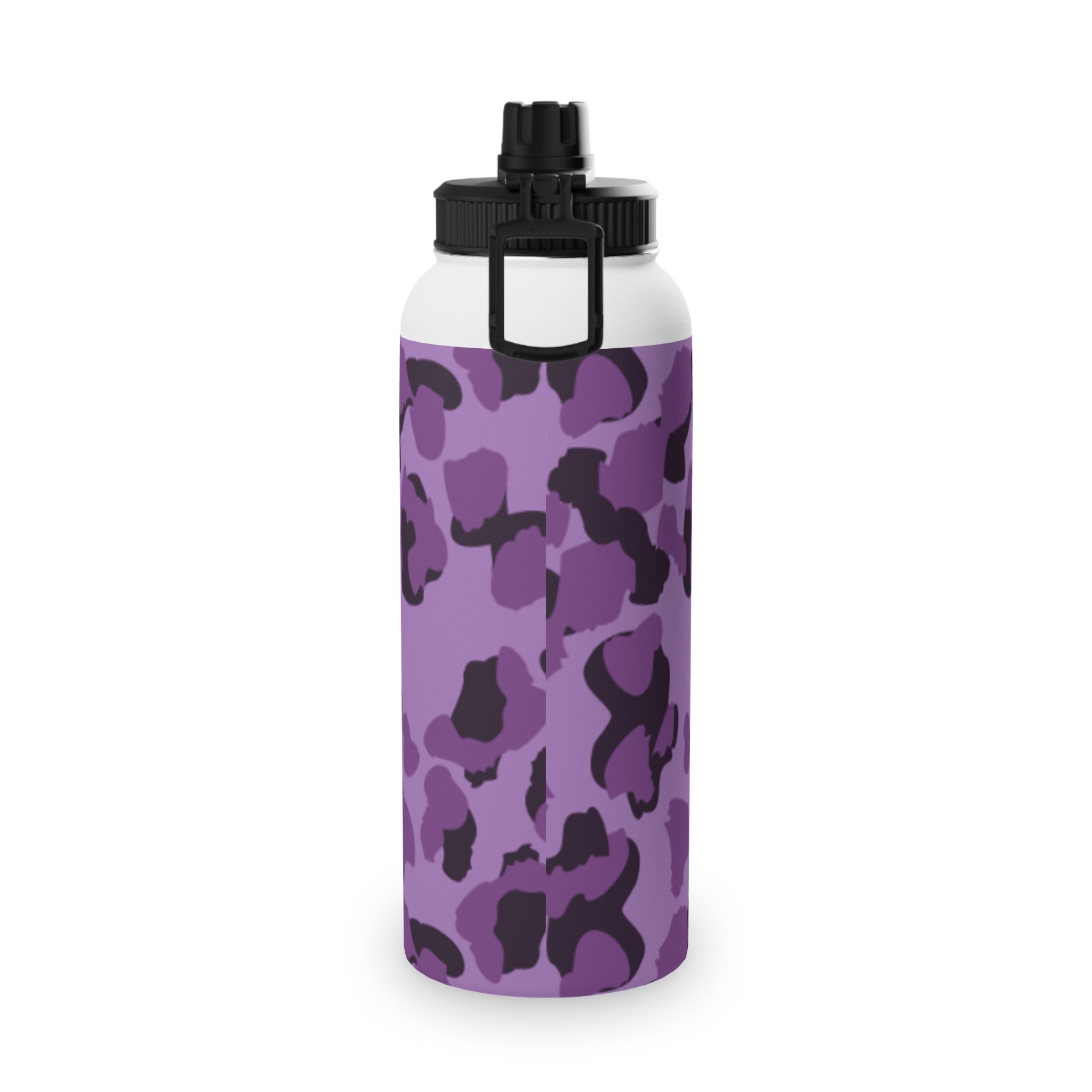 Purple Camo Water Bottle, Travel Hydration, Gym Essential, Eco-Friendly Gift, Active Lifestyle, Sports Gear, Outdoor Accessories