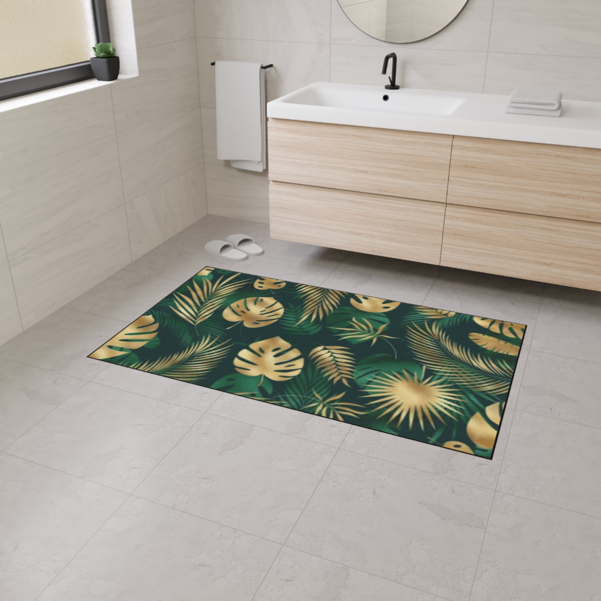 Hawaiian Tropical Monstera Leaf Floor Mat - Heavy Duty Welcome Mat, Indoor Outdoor Rug, Home Decor, Gift for Housewarming, Summer Vibes