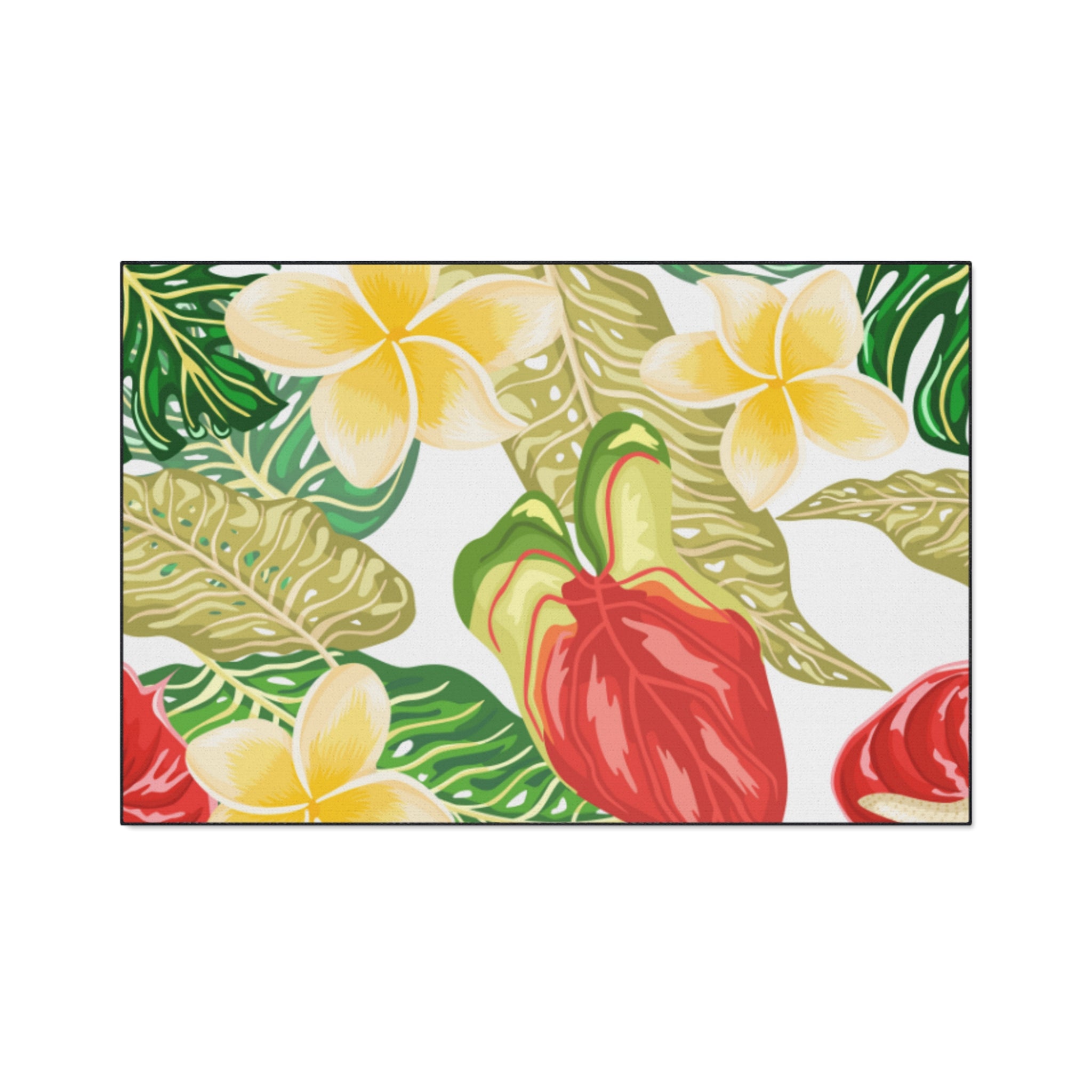 Hawaiian Tropical plumeria Floor Mat - Heavy Duty, Kitchen Rug Home Decor, Indoor Rug, Garden Entry Mat, Floral Doormat