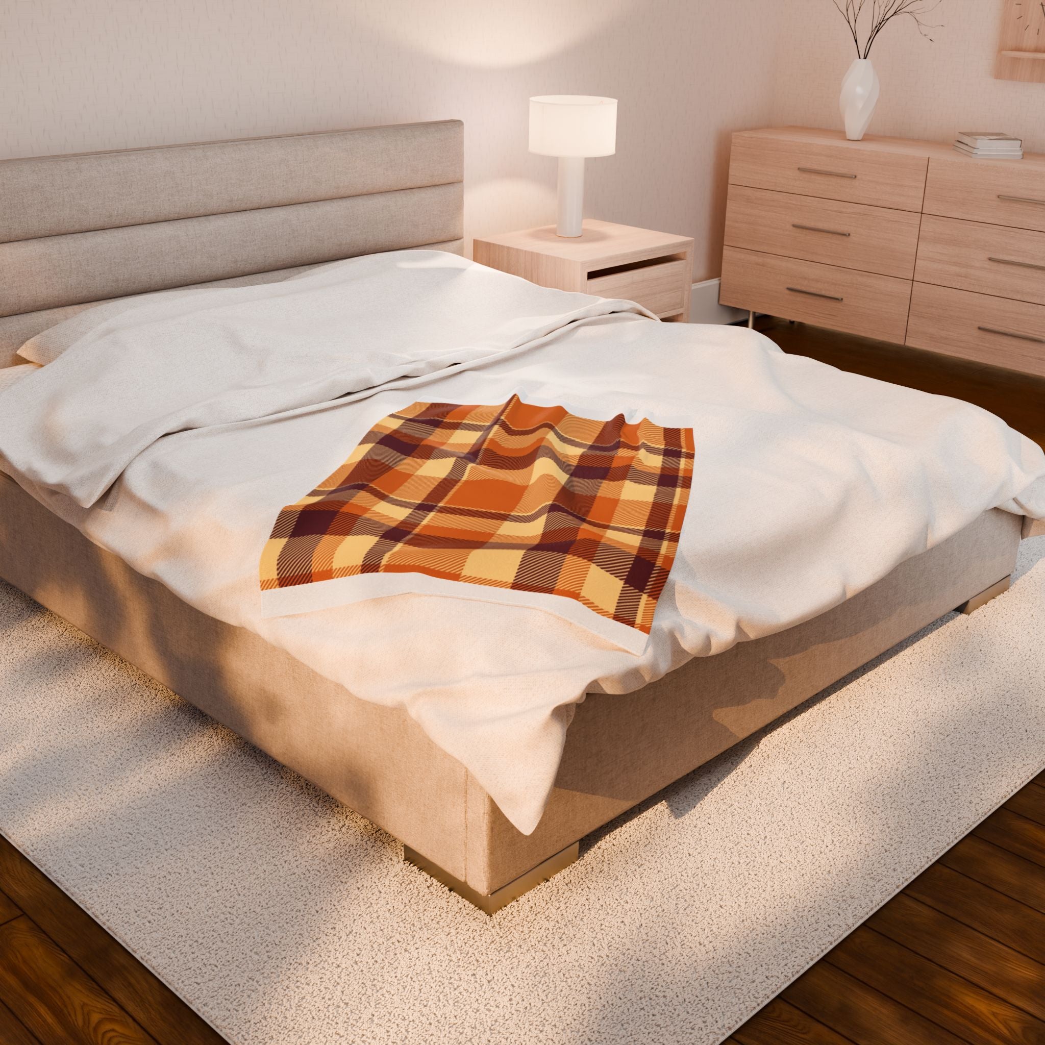 Cozy Plaid Velveteen Plush Blanket | Soft Throw for Fall, Winter, Home Décor, Gifts, Snuggling