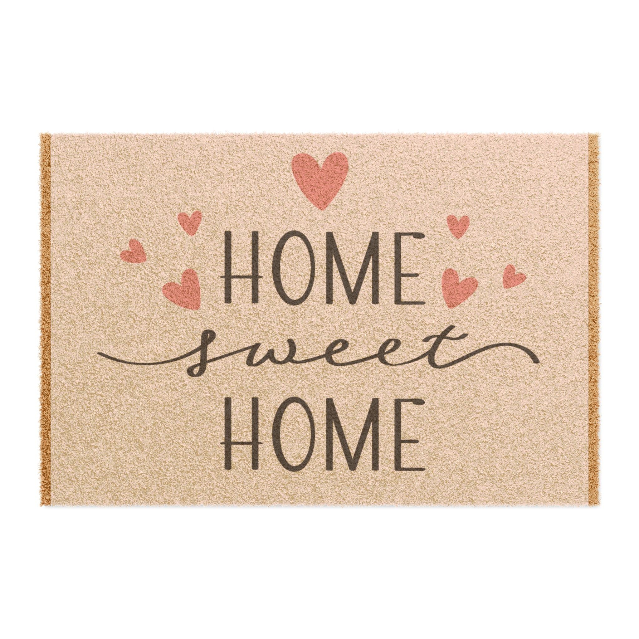 Home Sweet Home Doormat, Personalized Entry Mat, Cute Housewarming Gift, Love Decor, Heart Design Rug