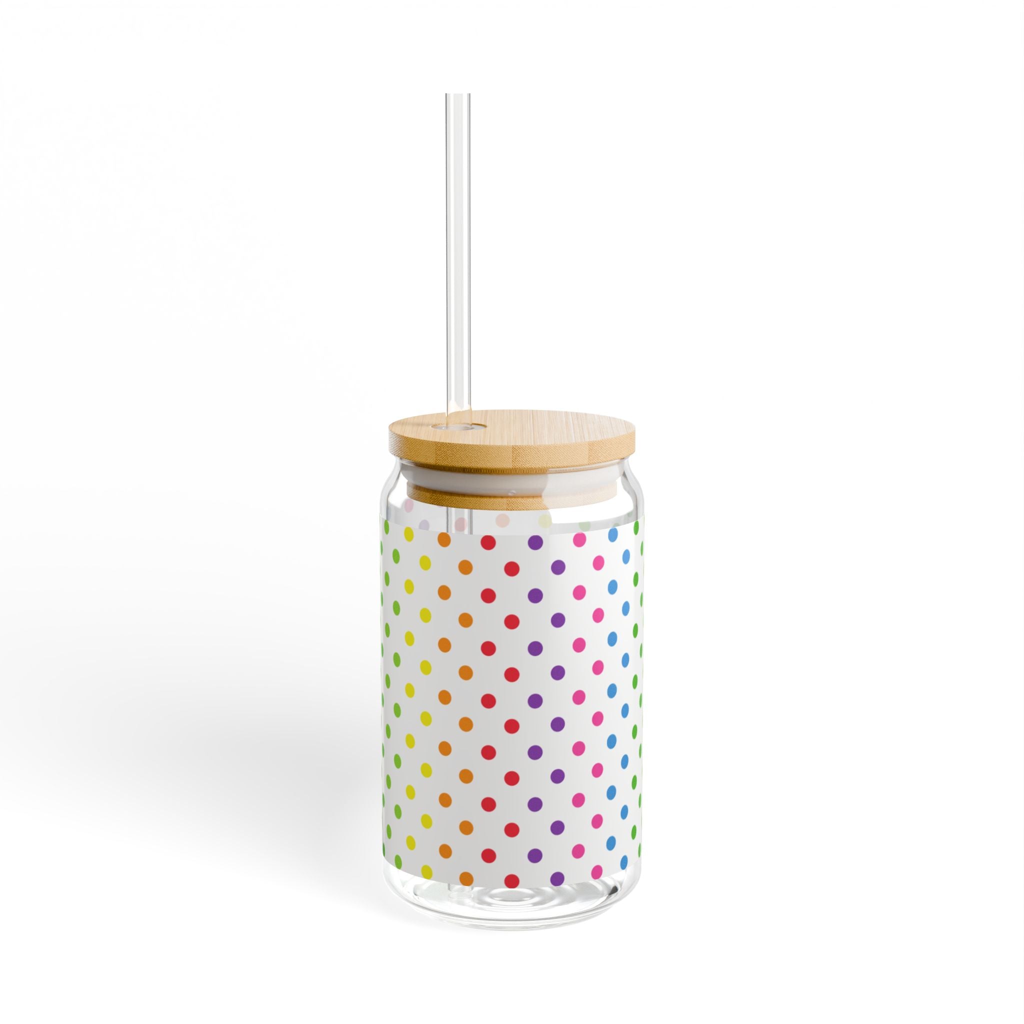 Colorful Polka Dot Sipper Glass - 16oz Reusable Drinkware, Perfect for Parties, Picnics, Summer Fun, Eco-Friendly Gift
