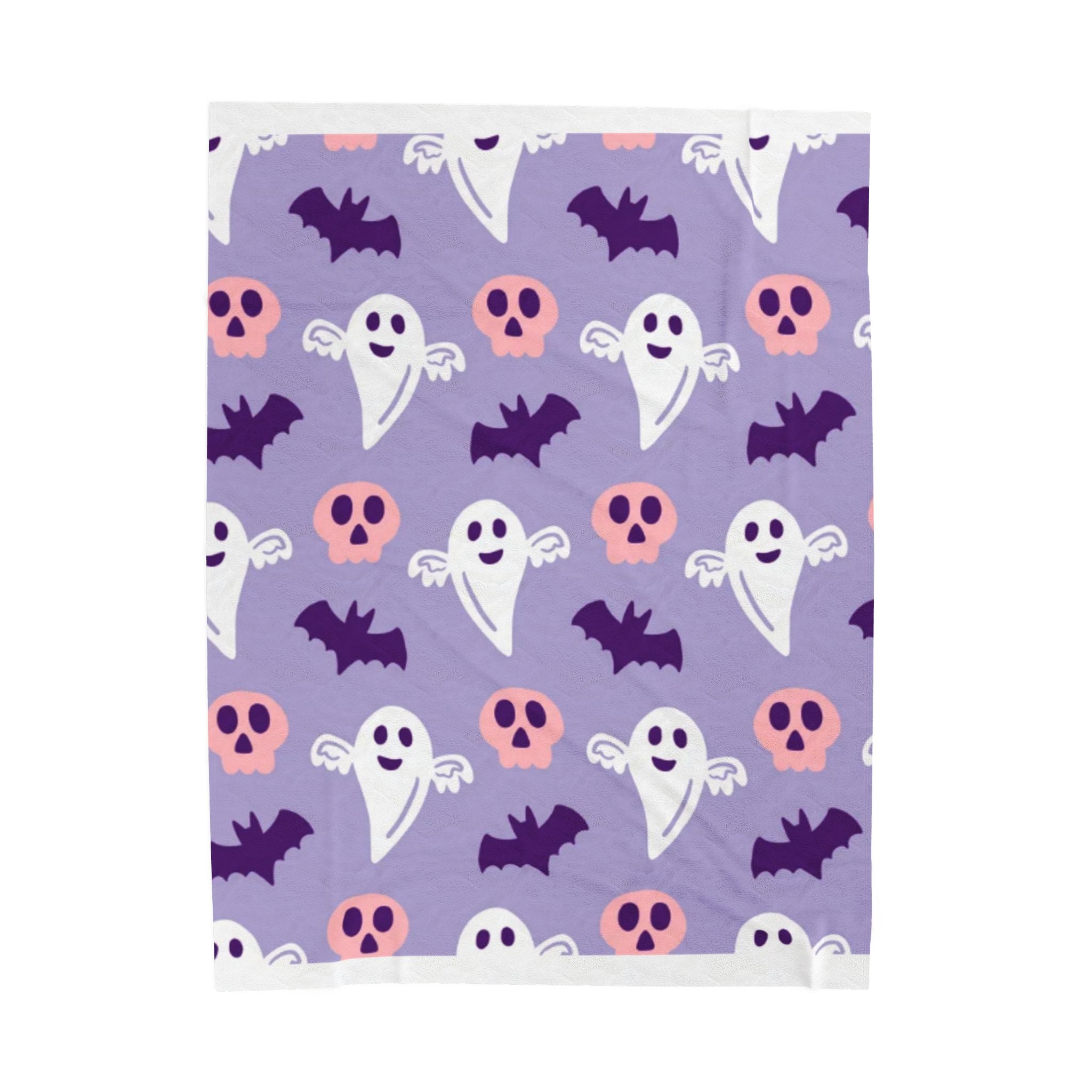Ghost & Skull Velveteen Plush Blanket | Cozy Halloween Decor, Soft Throw Blanket, Ghostly Gift, Kids Blanket, Spooky Home