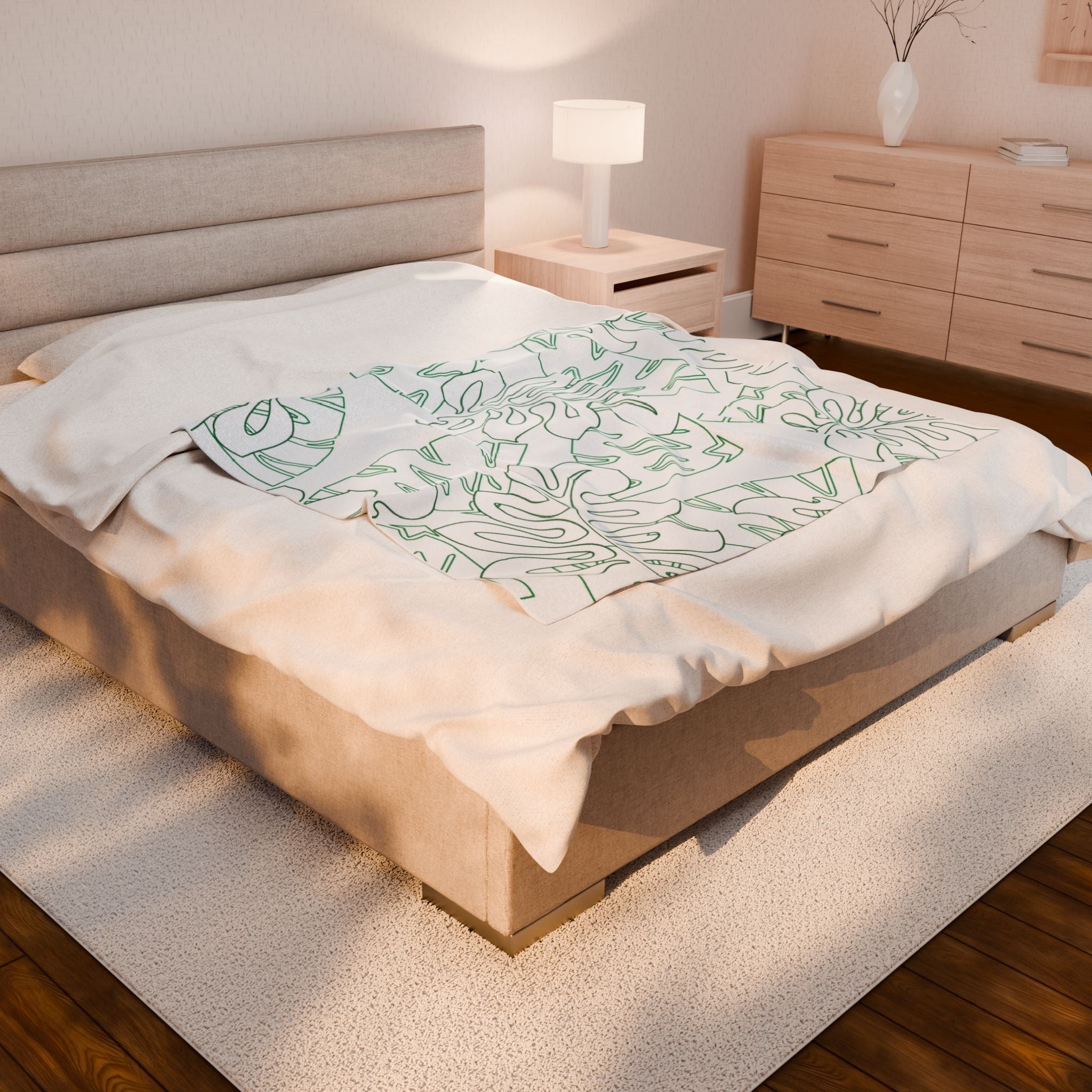 Tropical Leaves Plush Blanket - Cozy, Soft, Decorative Throw for Home, Gift for Her, Summer Vibes, Relaxation Decor