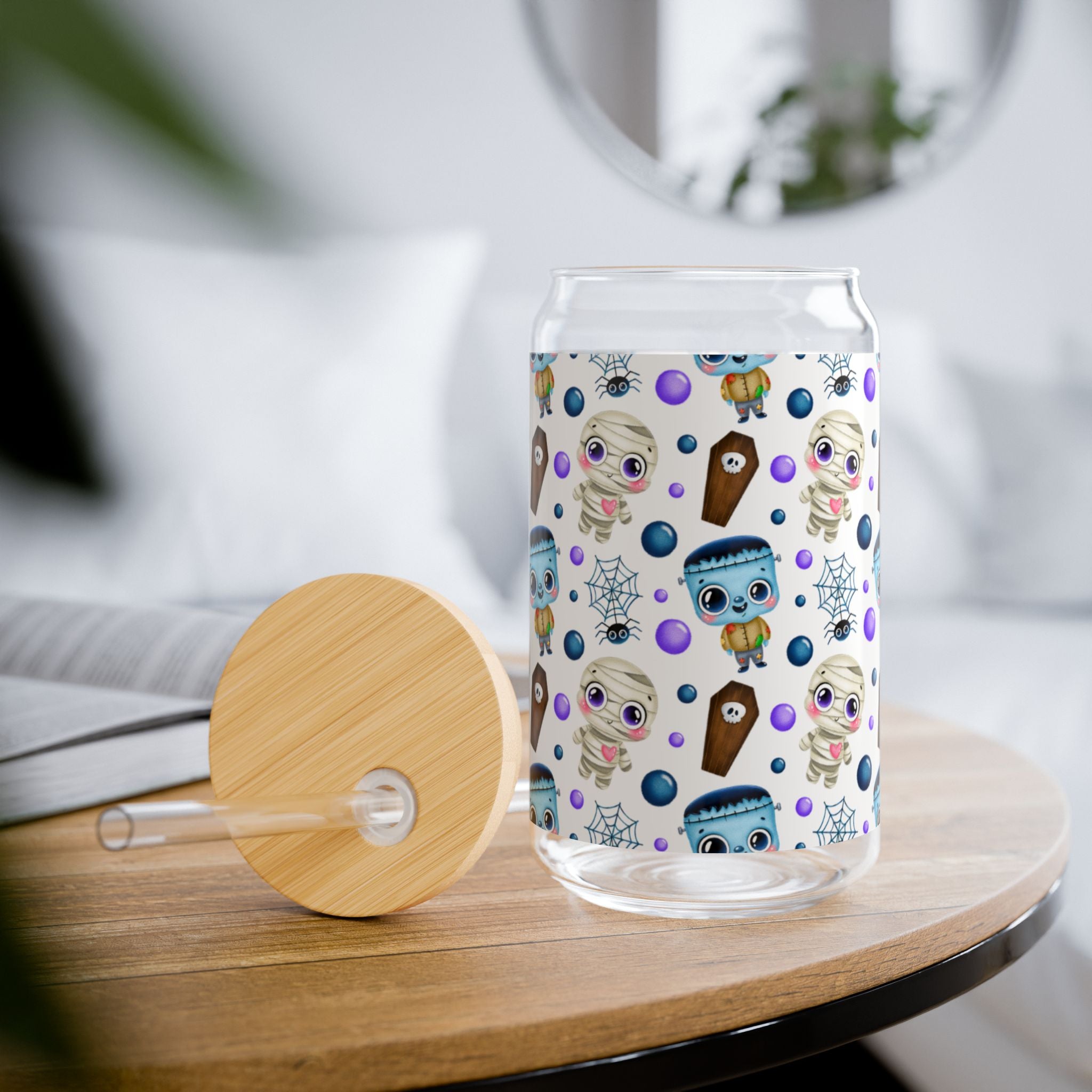 Whimsical Sipper Glass, 16oz | Cute Dessert Drinkware, Fun Party Glass, Unique Gift, Colorful Kitchen Decor, Summer Refreshments