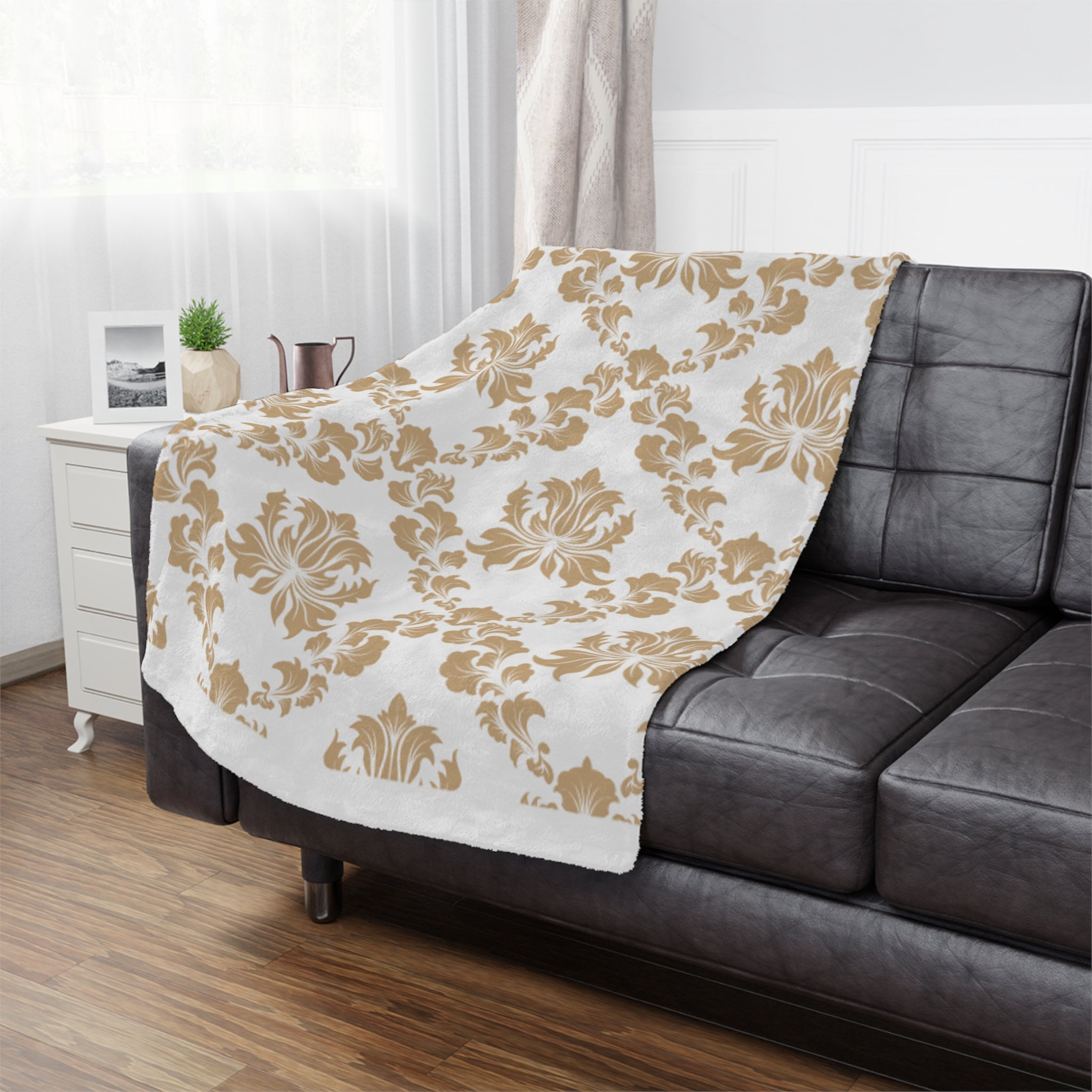 Elegant Floral Minky Blanket, Cozy Throw, Nursery Decor, Wedding Gift, Soft Plush Blanket, Home Decor