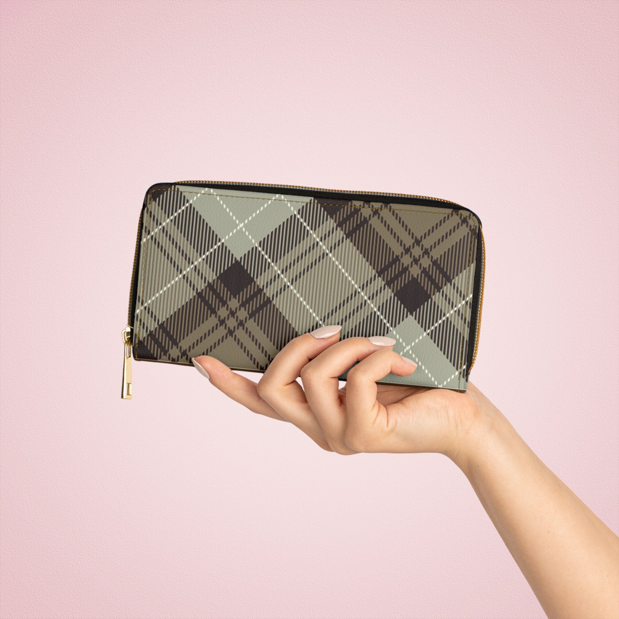 Plaid Zipper Wallet - Chic Organizer for Everyday Use, Perfect for Gifting - Ladies Wallet, Fashion Accessory, Stylish Clutch