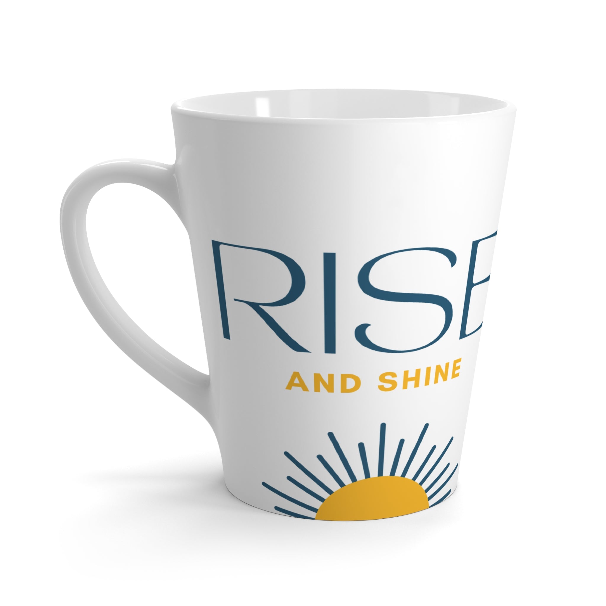 Rise and Shine Latte Mug, Motivational Coffee Cup, Positive Morning Mug, Gift for Coffee Lovers, Brighten Your Day Mug