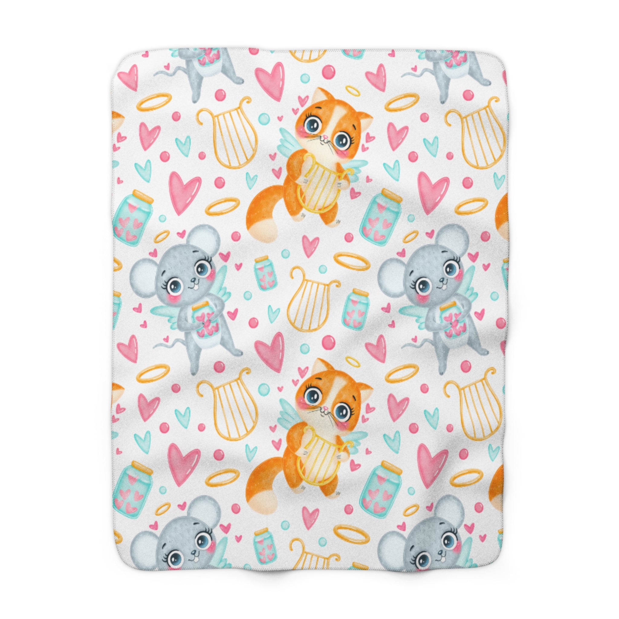 Cozy Animal Print Sherpa Fleece Blanket, Cute Blanket for Kids, Nursery Decor, Gift for Baby Shower, Soft Throw Blanket
