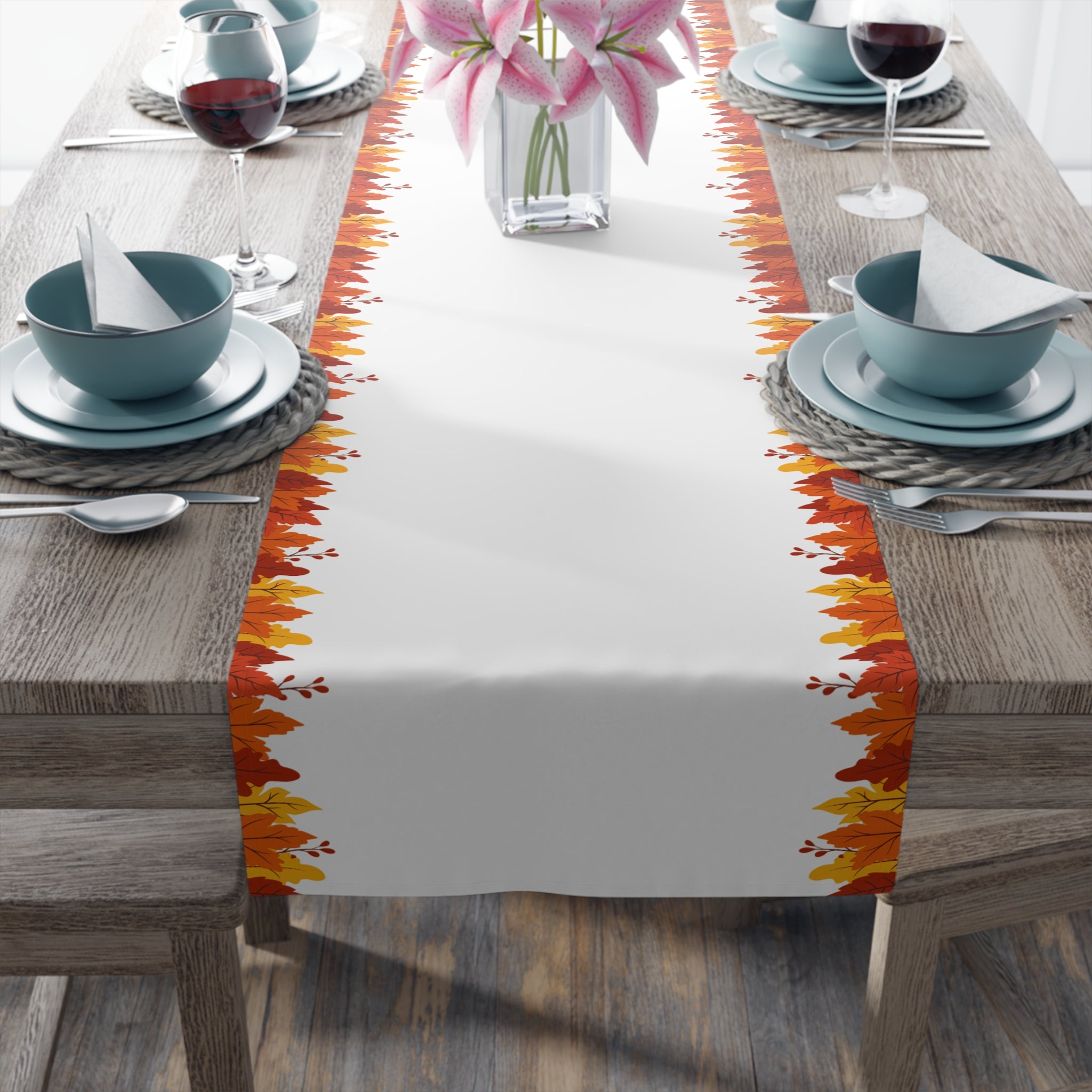 Autumn Leaves Table Runner, Fall Decor, Rustic Table Decoration, Thanksgiving Table Runner, Holiday Table Centerpiece